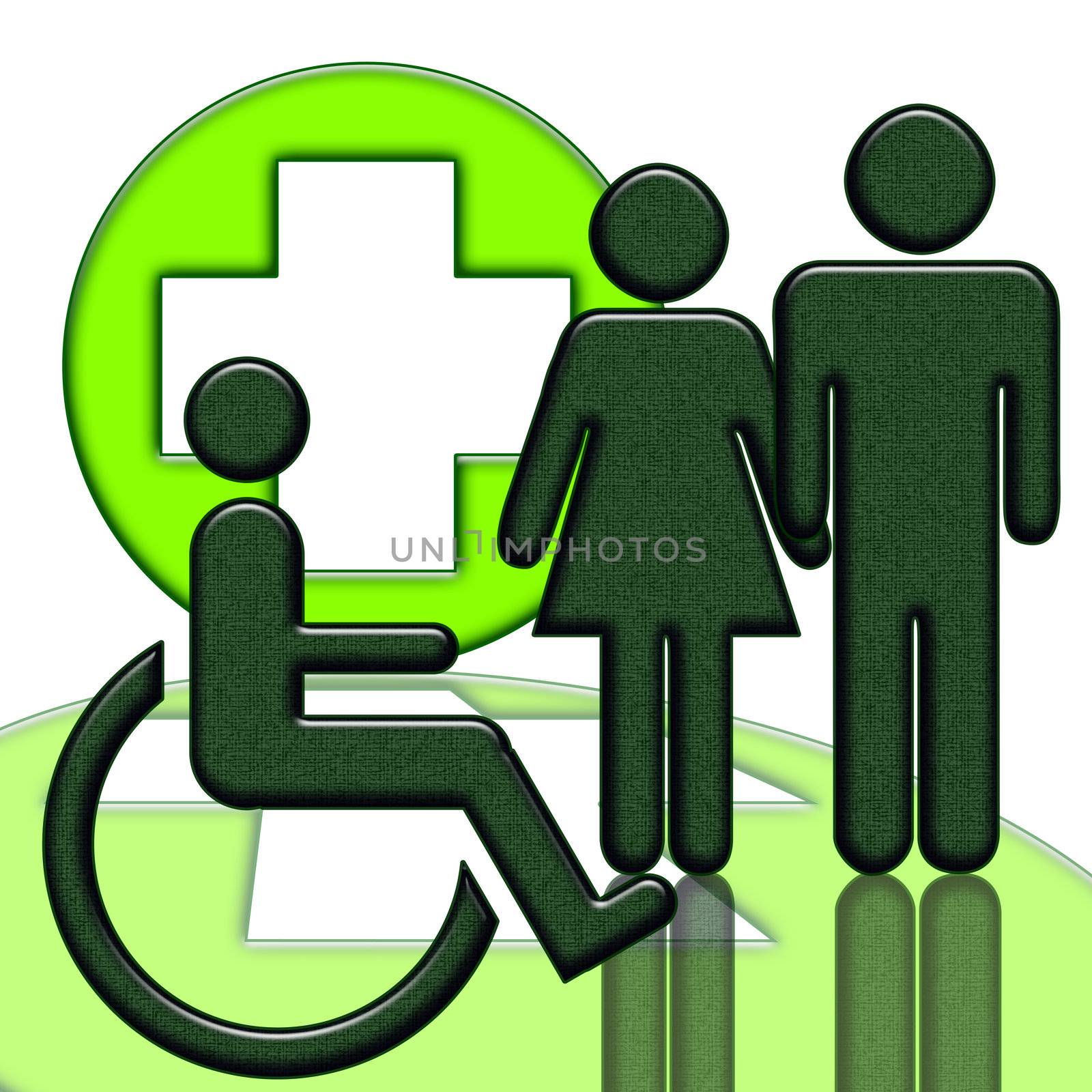 Handicapped person medical help icon isolated over white background