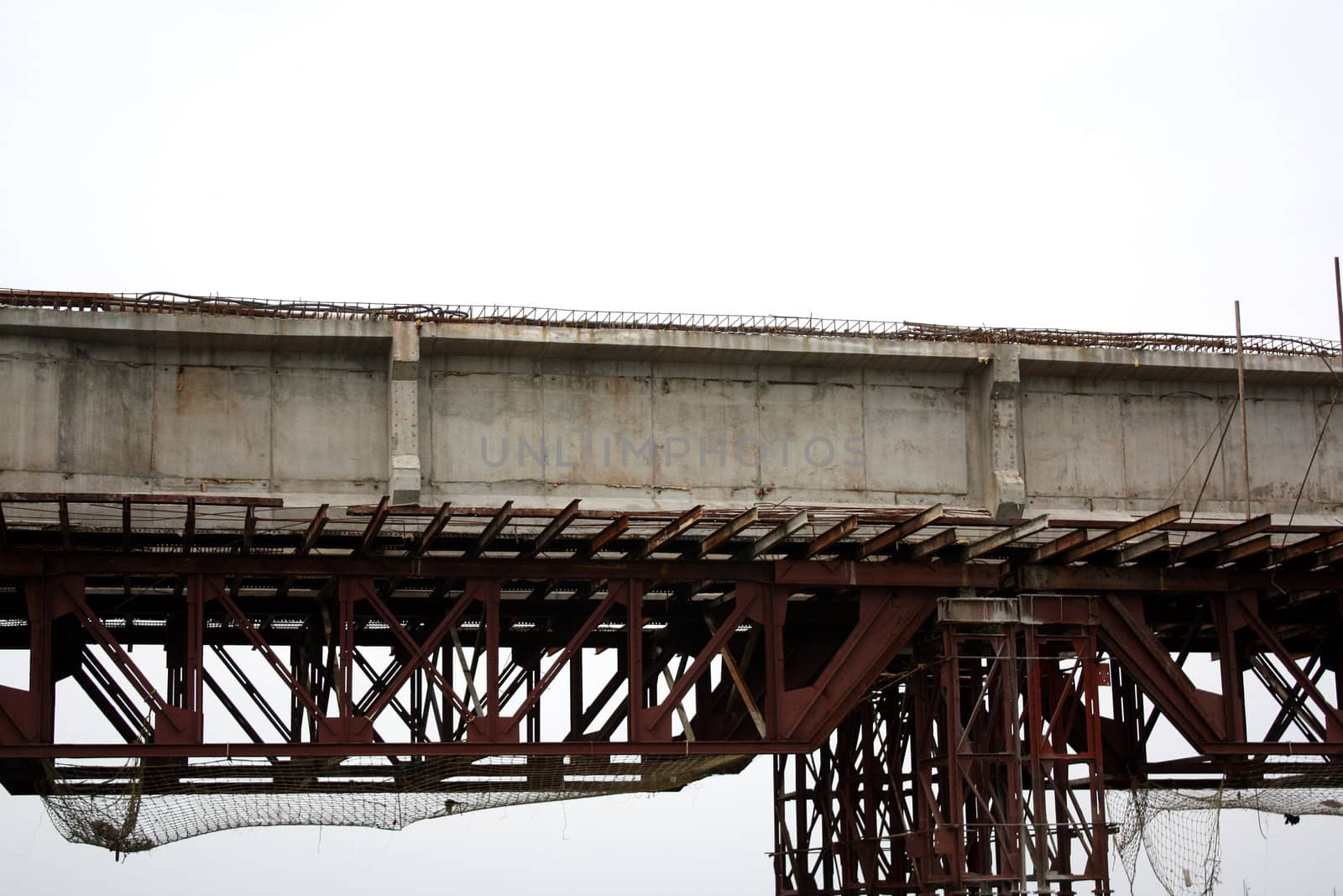 A view of a huge bridge under construction.