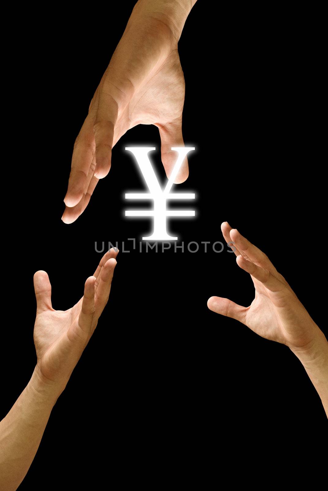 Competitor hand to strive for the Yen icon, Concept by pixbox77