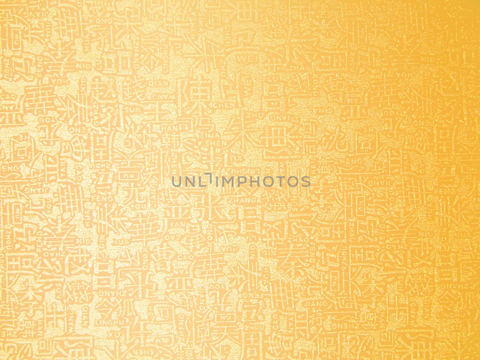 Golden chinese letters on golden background