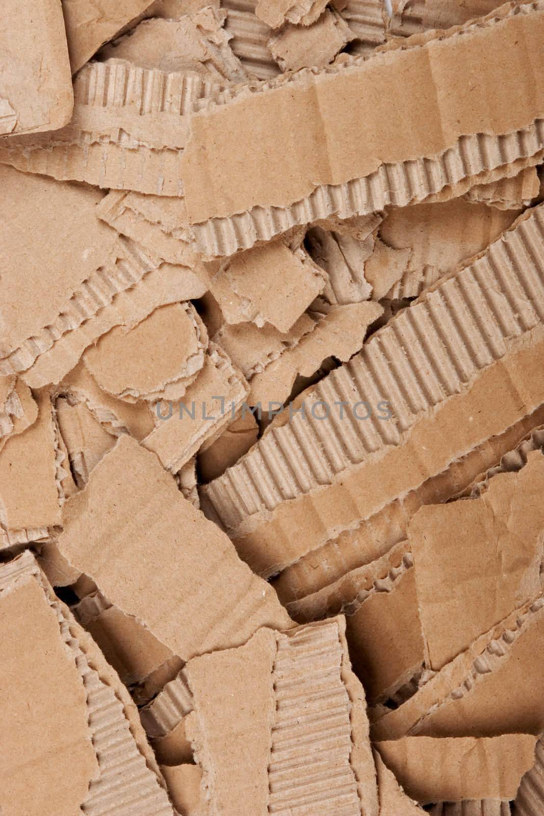 front view of corrugated cardboard torn pile