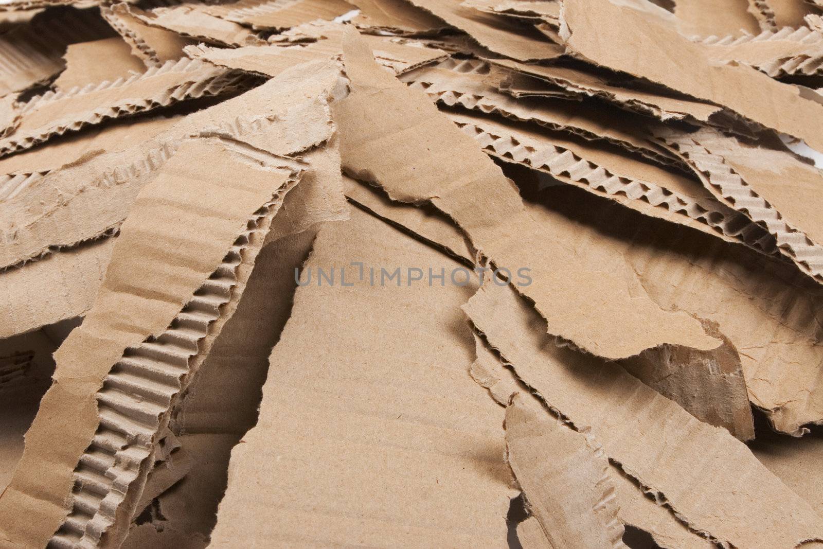 front view of corrugated cardboard torn pile
