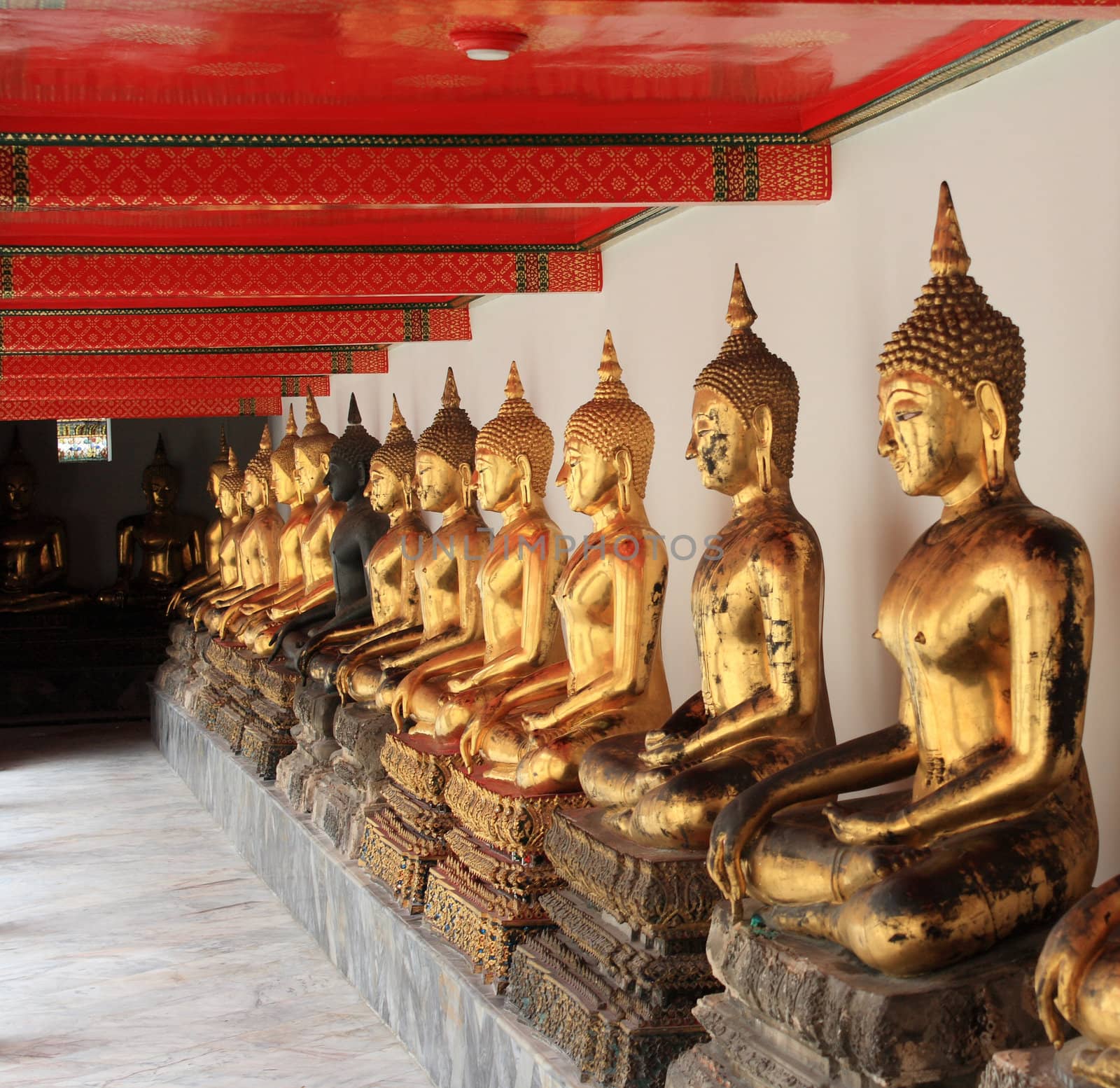Buddha statues in Wat Pho in Bangkok, Thailand