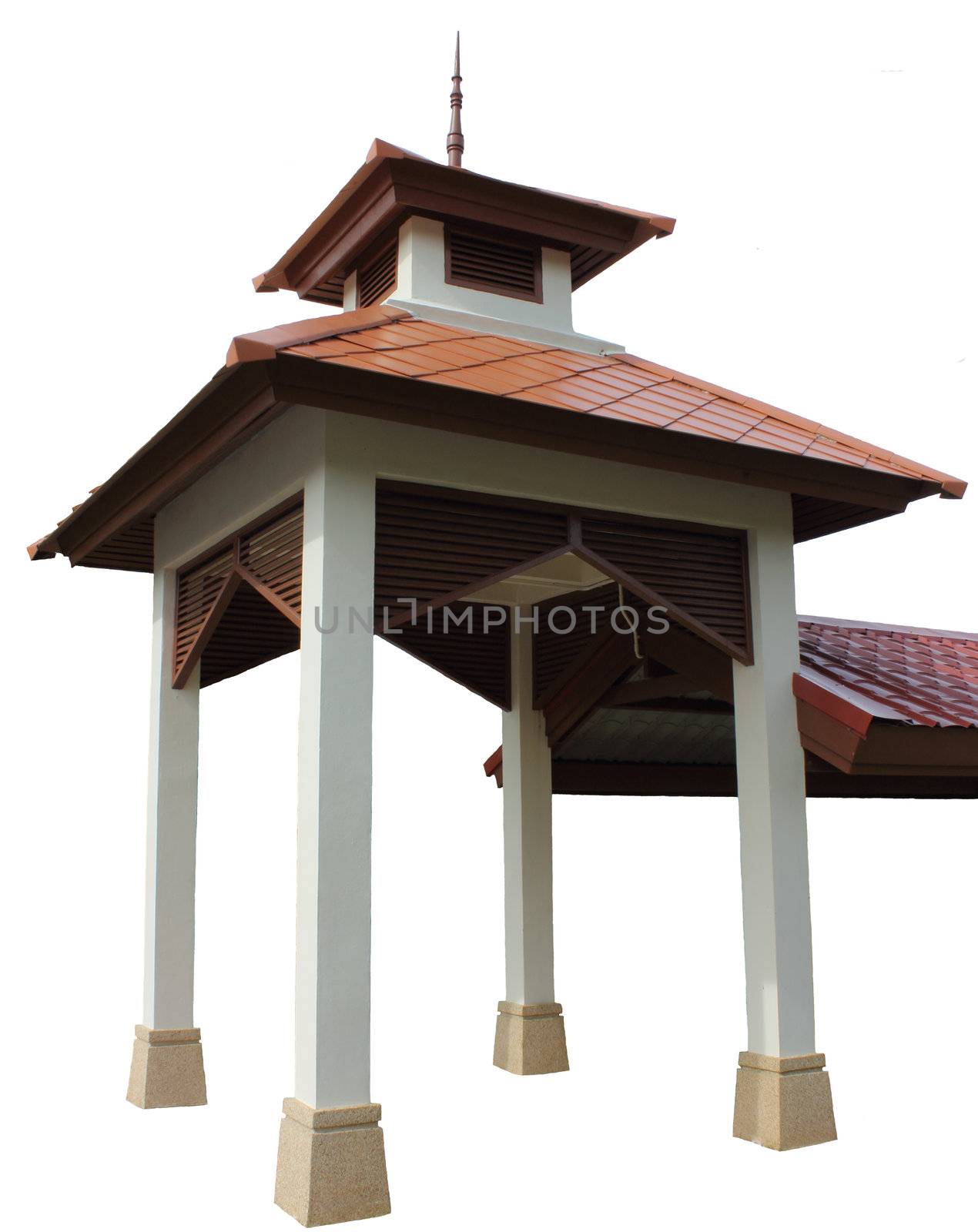 A wayside shelter for footpath is public building in university at Thailand