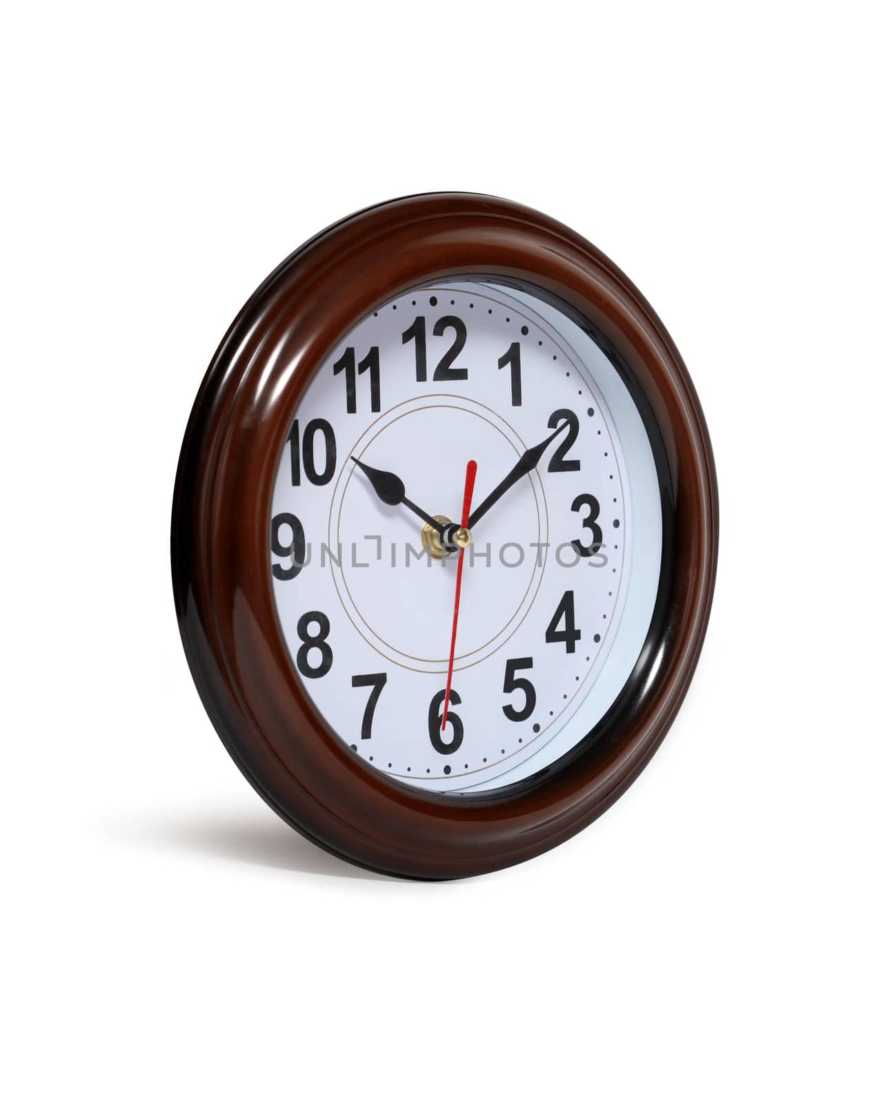 Closeup of nice modern clock isolated on white background with clipping path