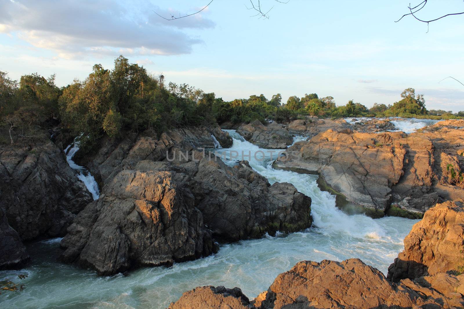 Donekhone Somphamit Waterfall or Li Phi Waterfall on Donekhone in 4,000 island, Champasak Province, Southern of Laos