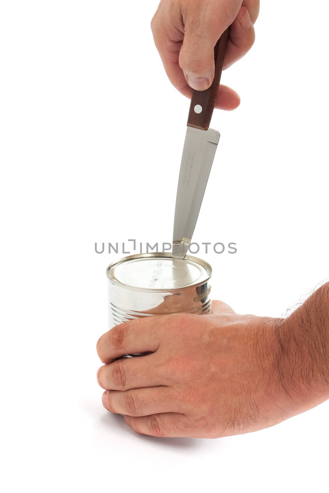 opening a metal tin with a knife by oleg_zhukov