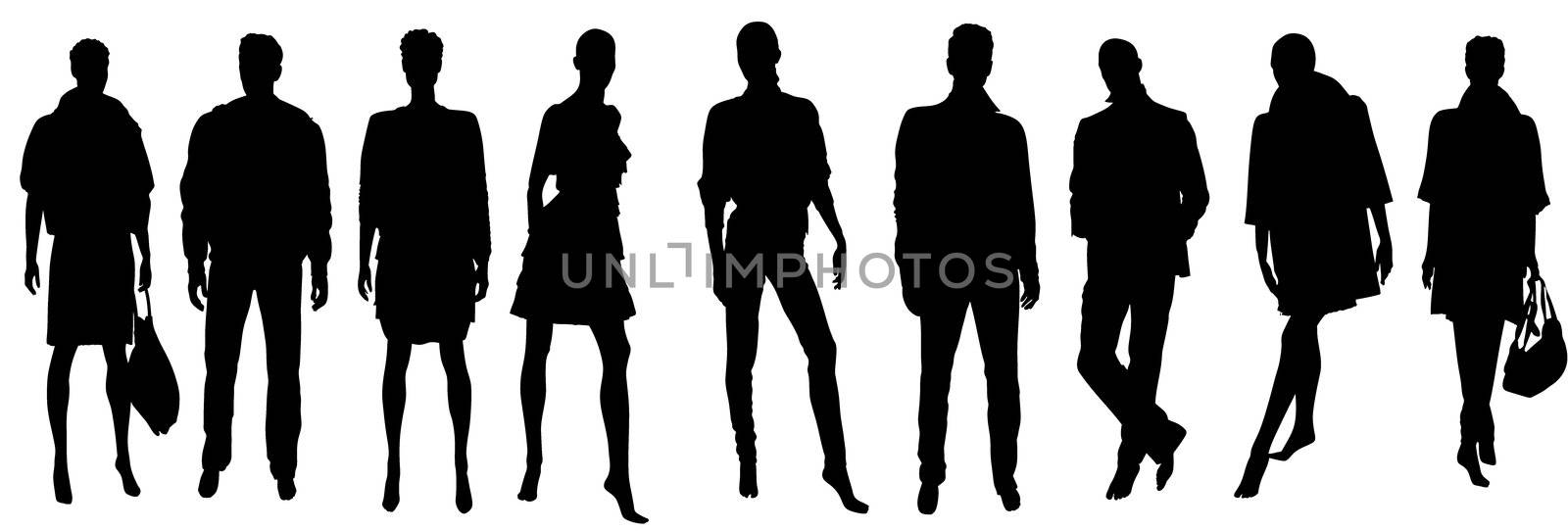 Abstract vector people silhouettes illustration