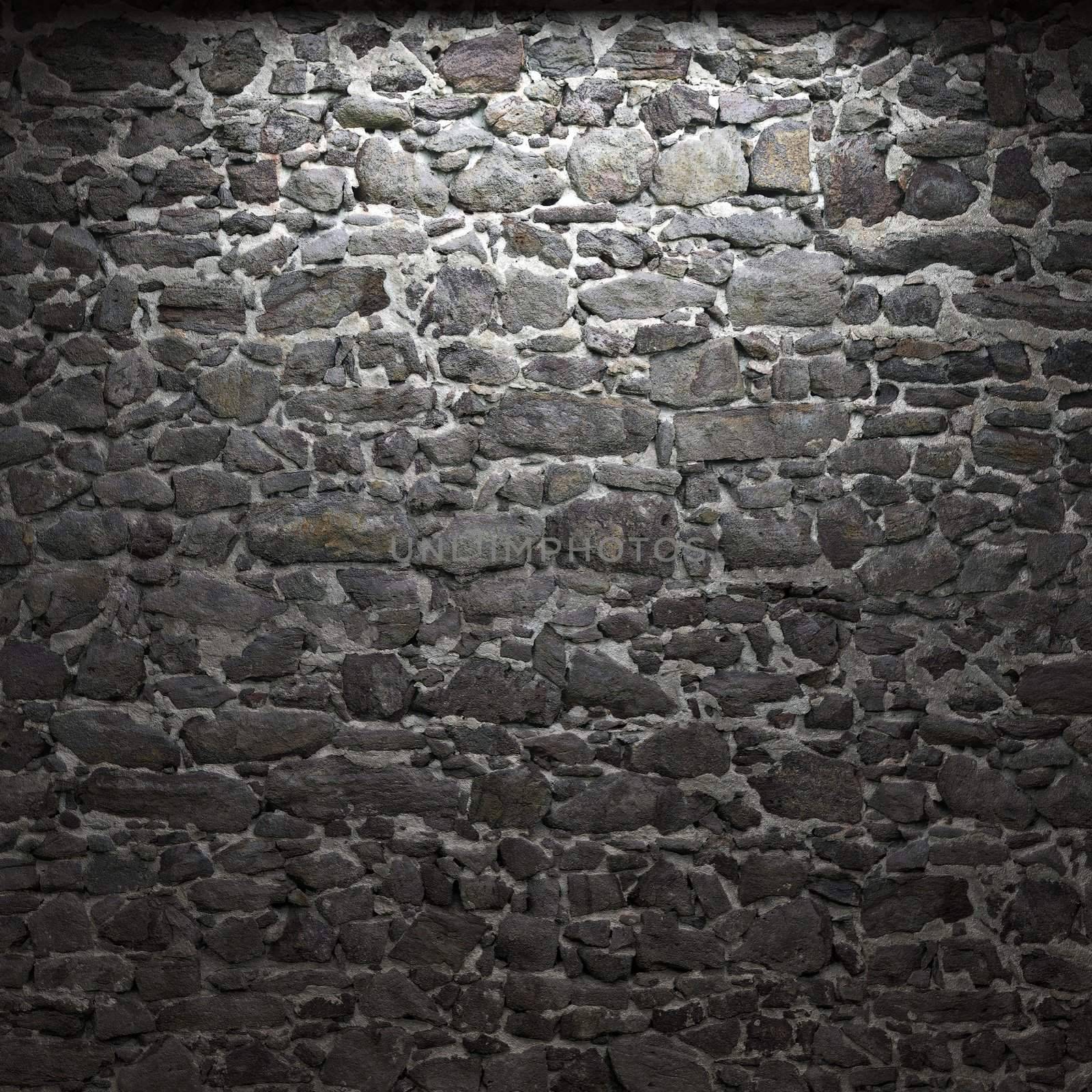 illuminated stone wall made in 3D graphics