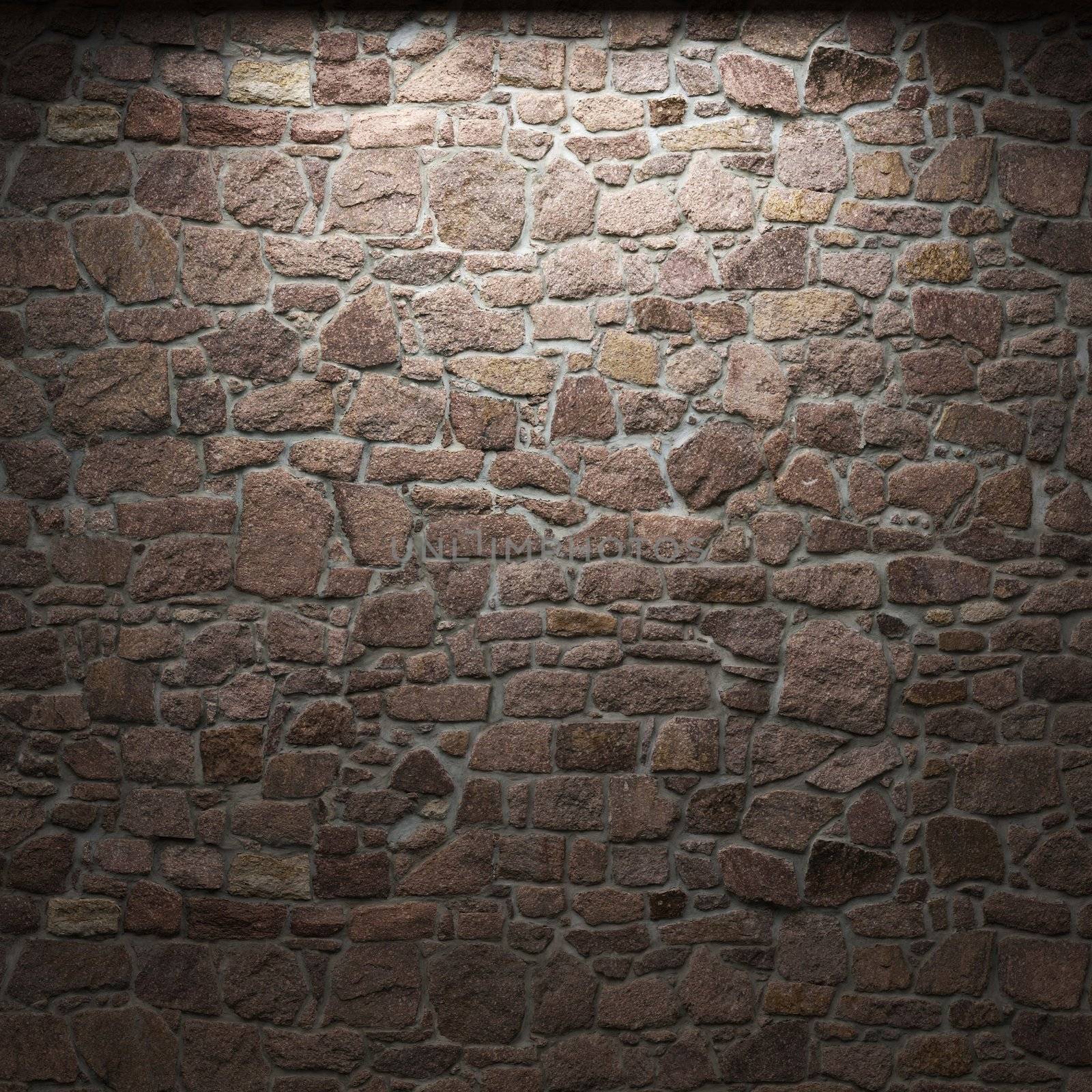 illuminated stone wall made in 3D graphics