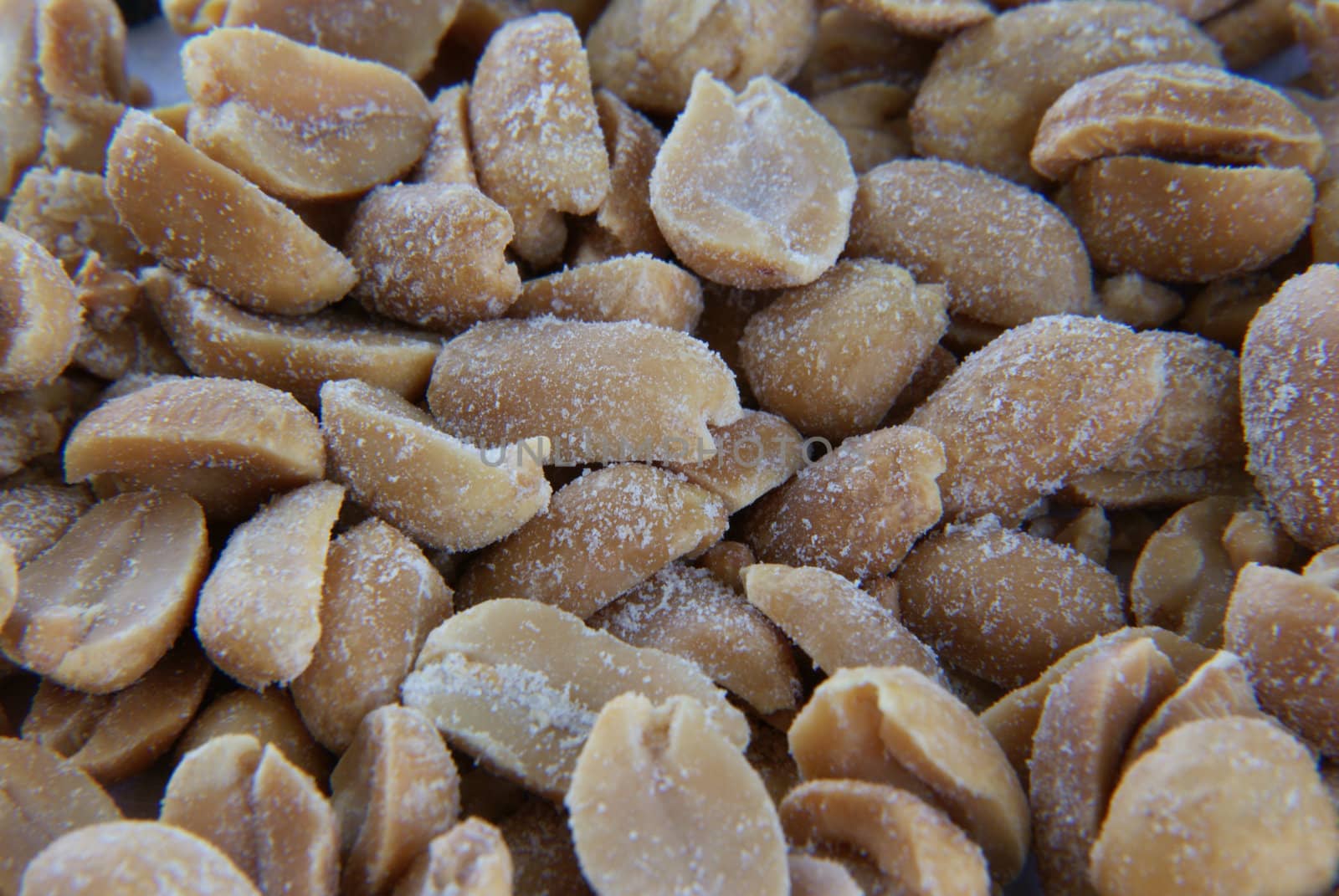 Salt Peanuts broadcast, photographed up close.