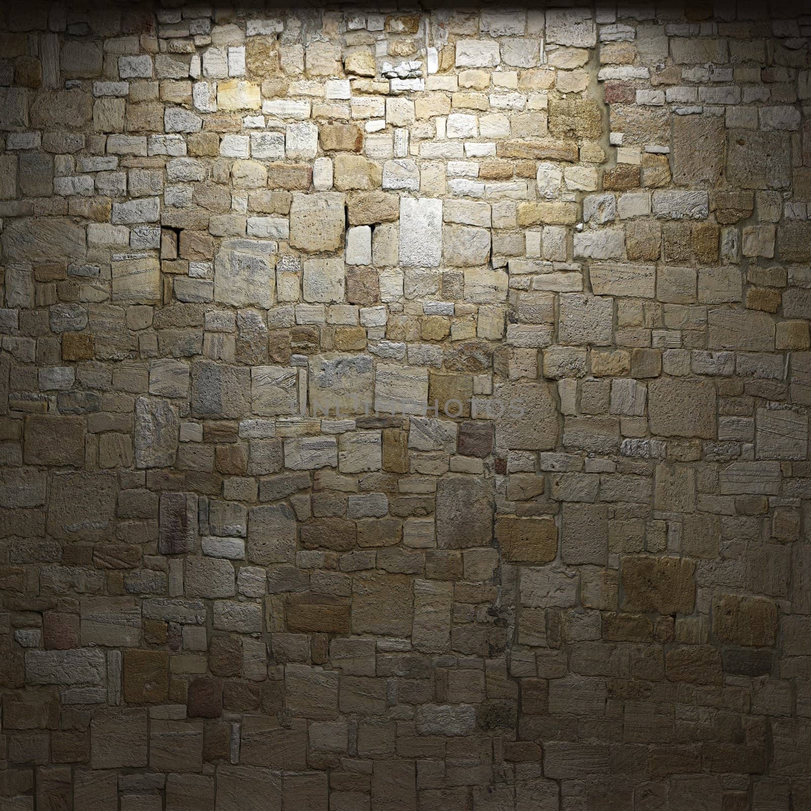 illuminated stone wall made in 3D graphics