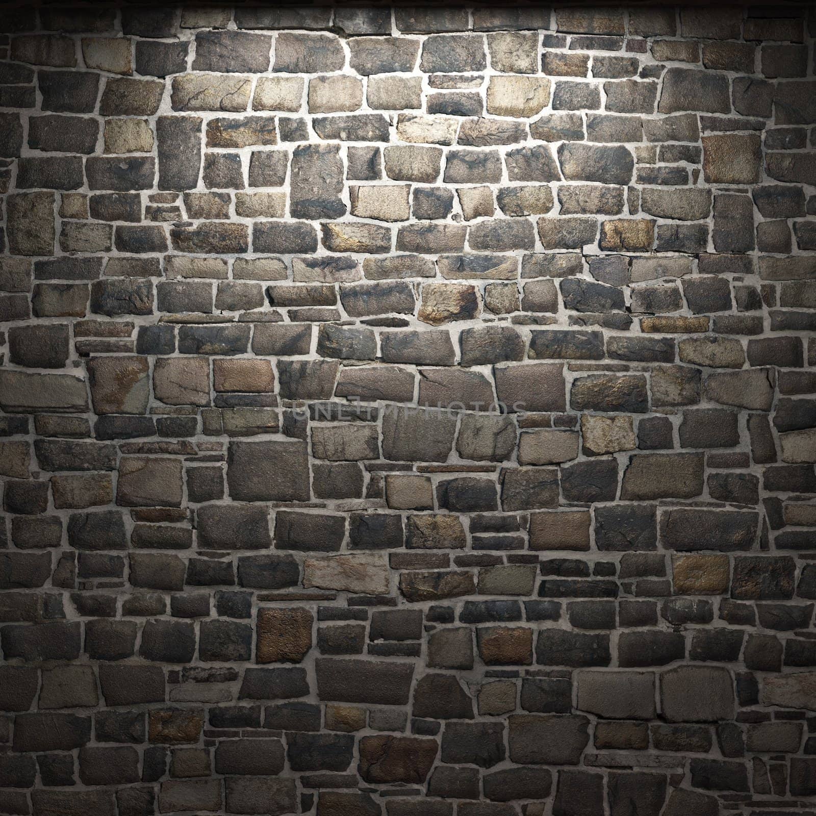 illuminated stone wall made in 3D graphics