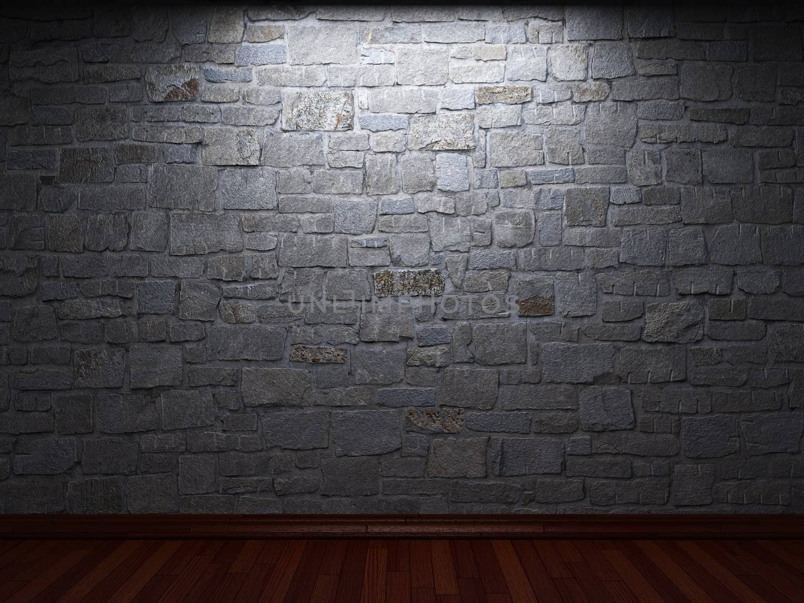 illuminated stone wall made in 3D graphics