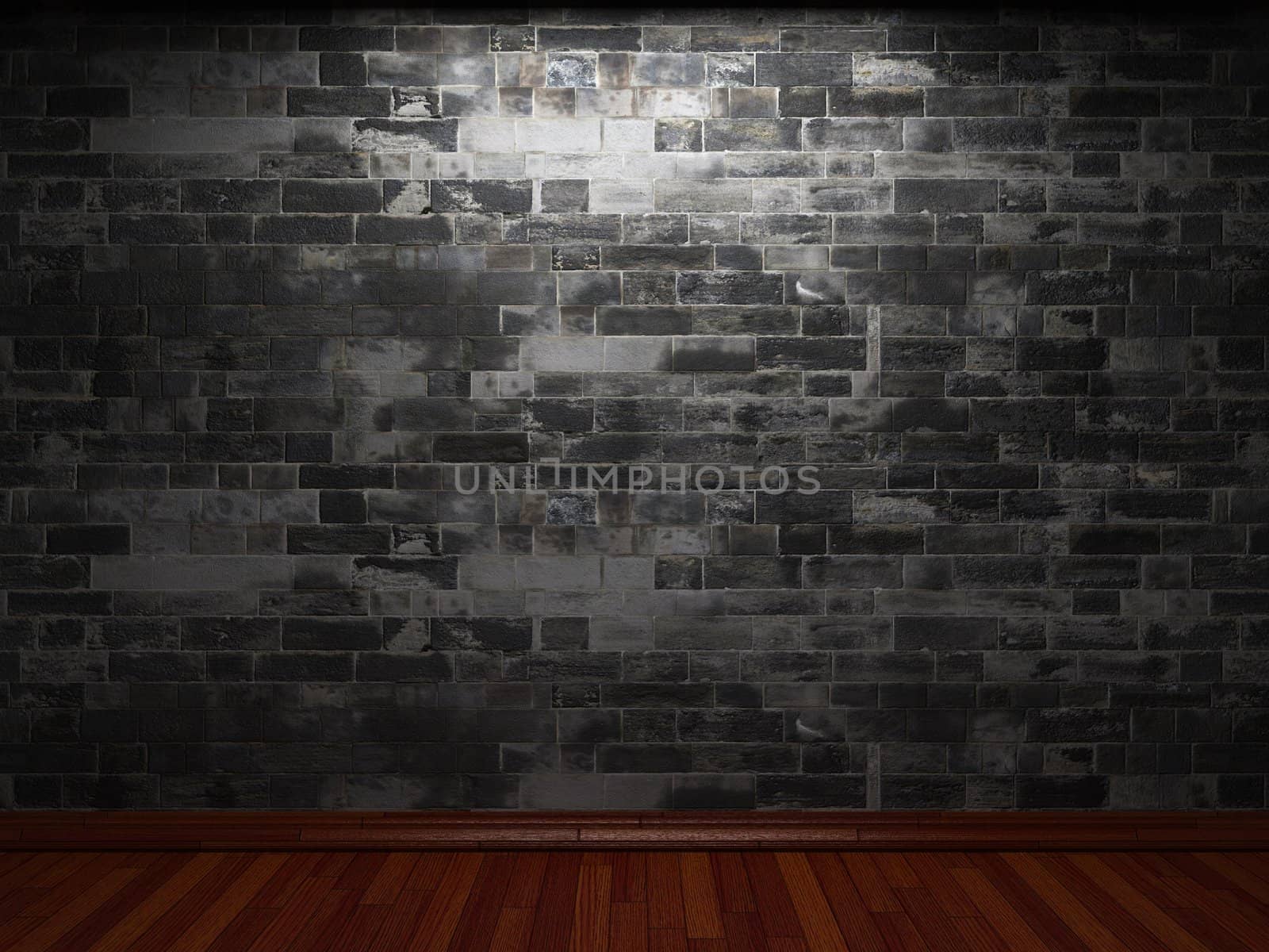 illuminated stone wall made in 3D graphics