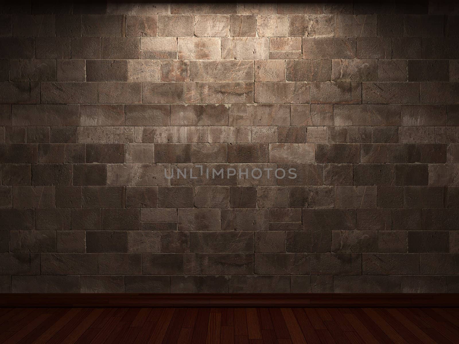 illuminated stone wall made in 3D graphics