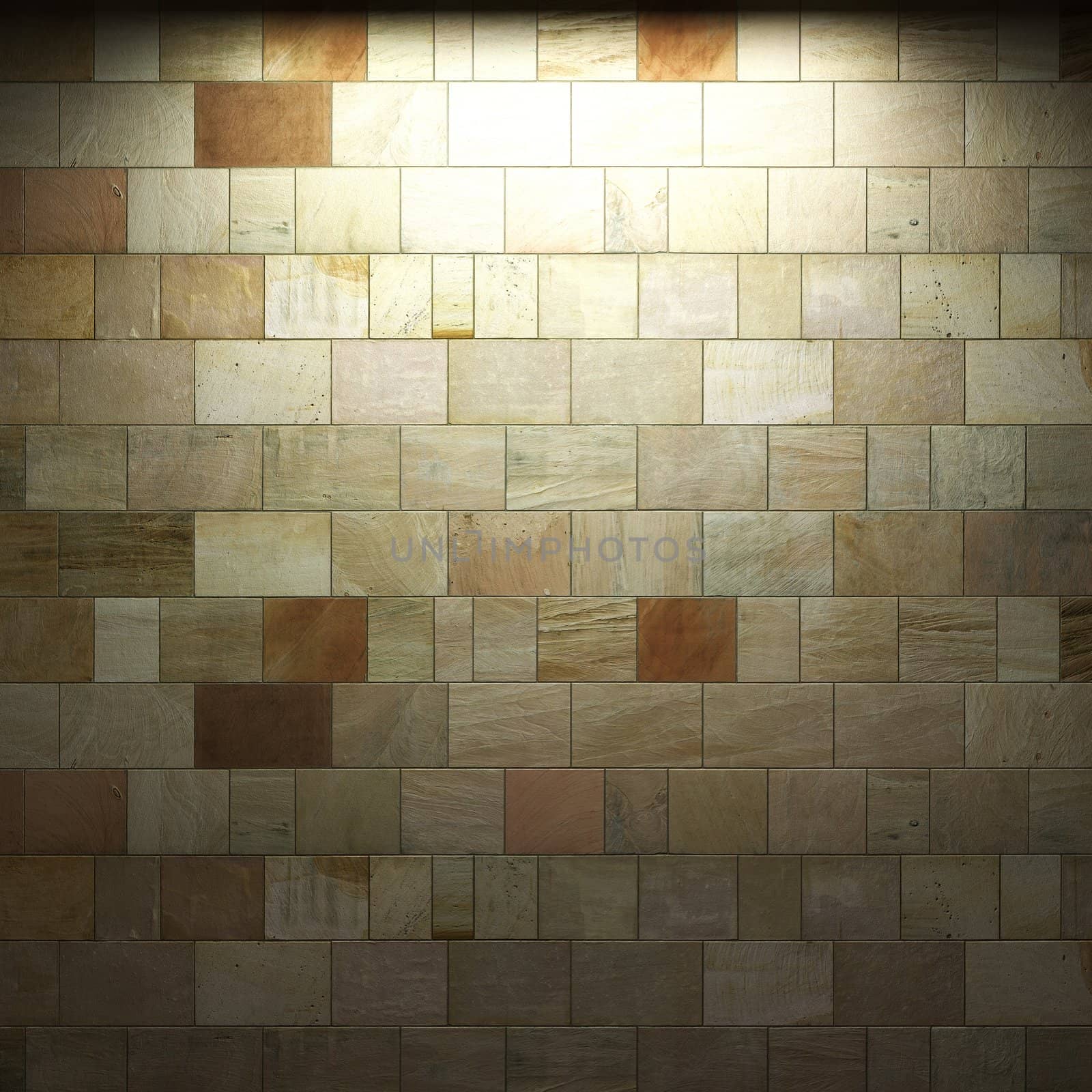 illuminated stone wall made in 3D graphics