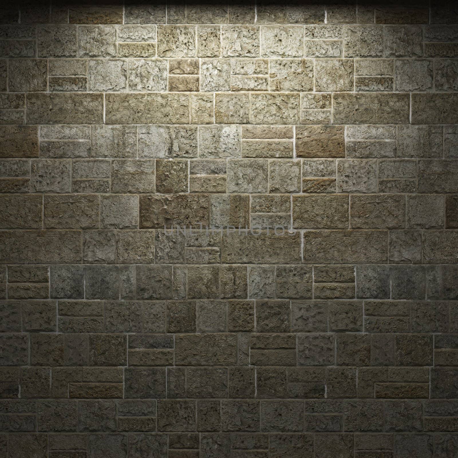 illuminated stone wall made in 3D graphics