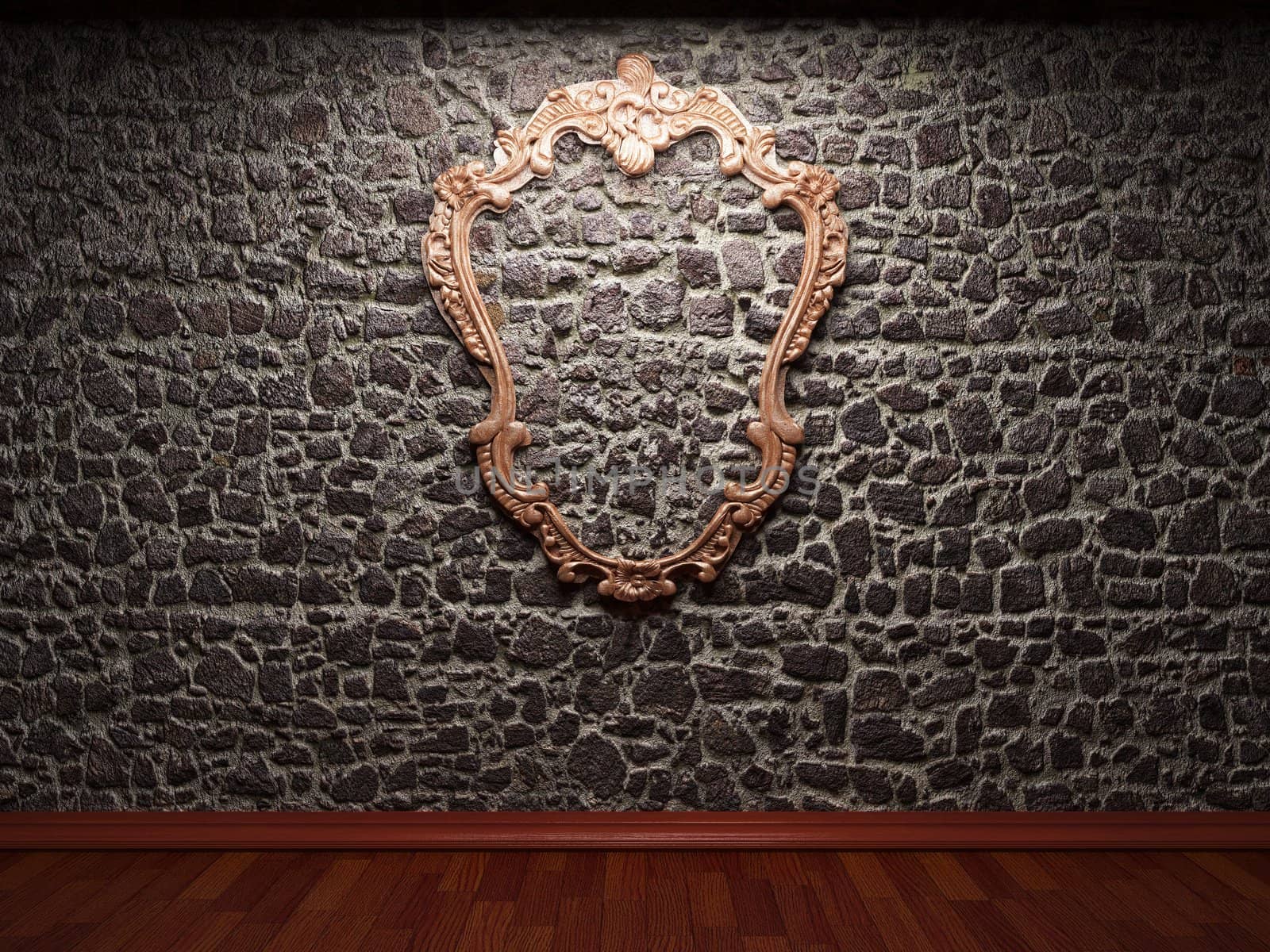 illuminated stone wall and frame made in 3D