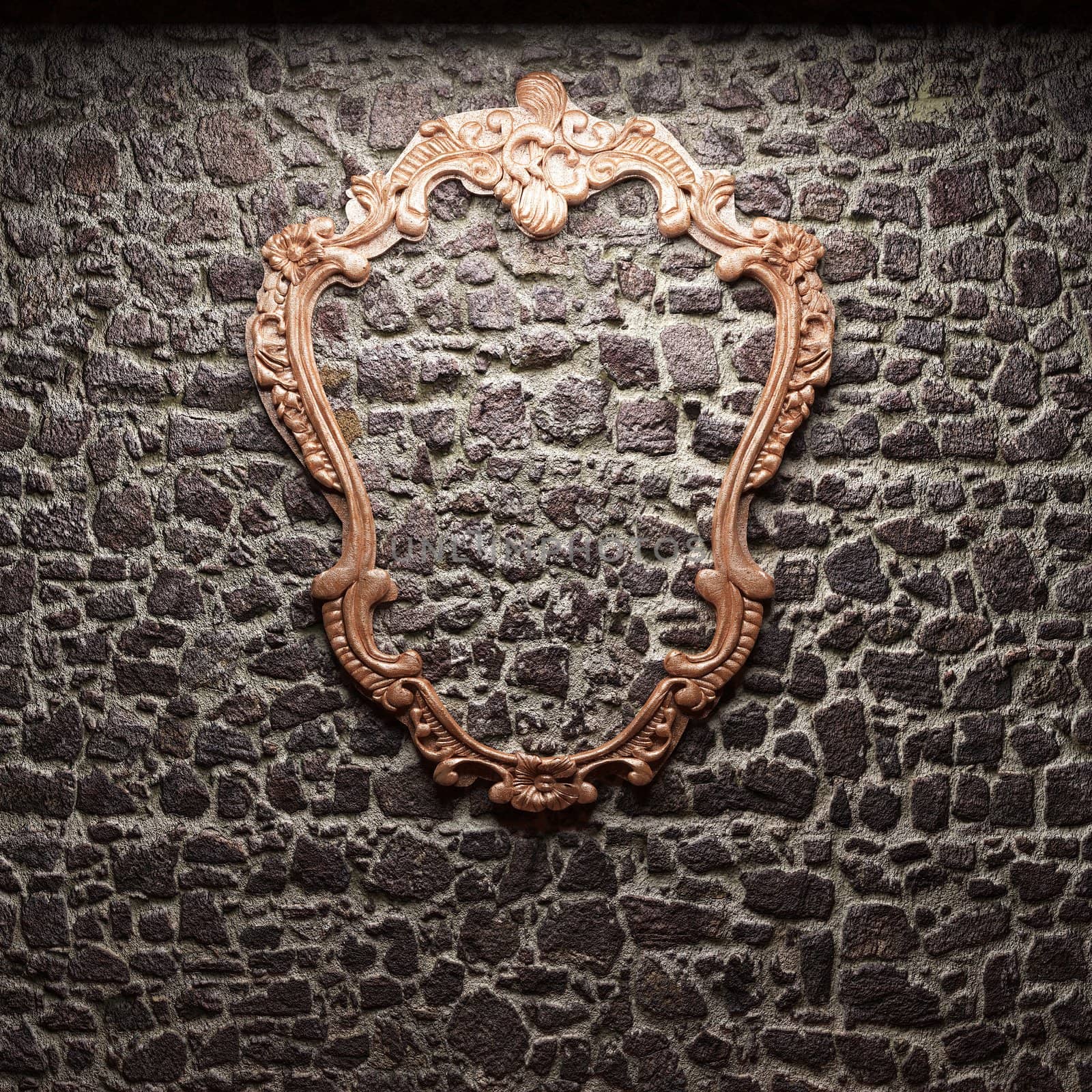 illuminated stone wall and frame by icetray