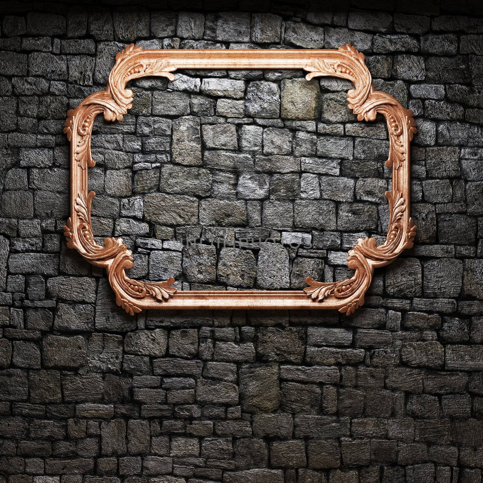 illuminated stone wall and frame by icetray