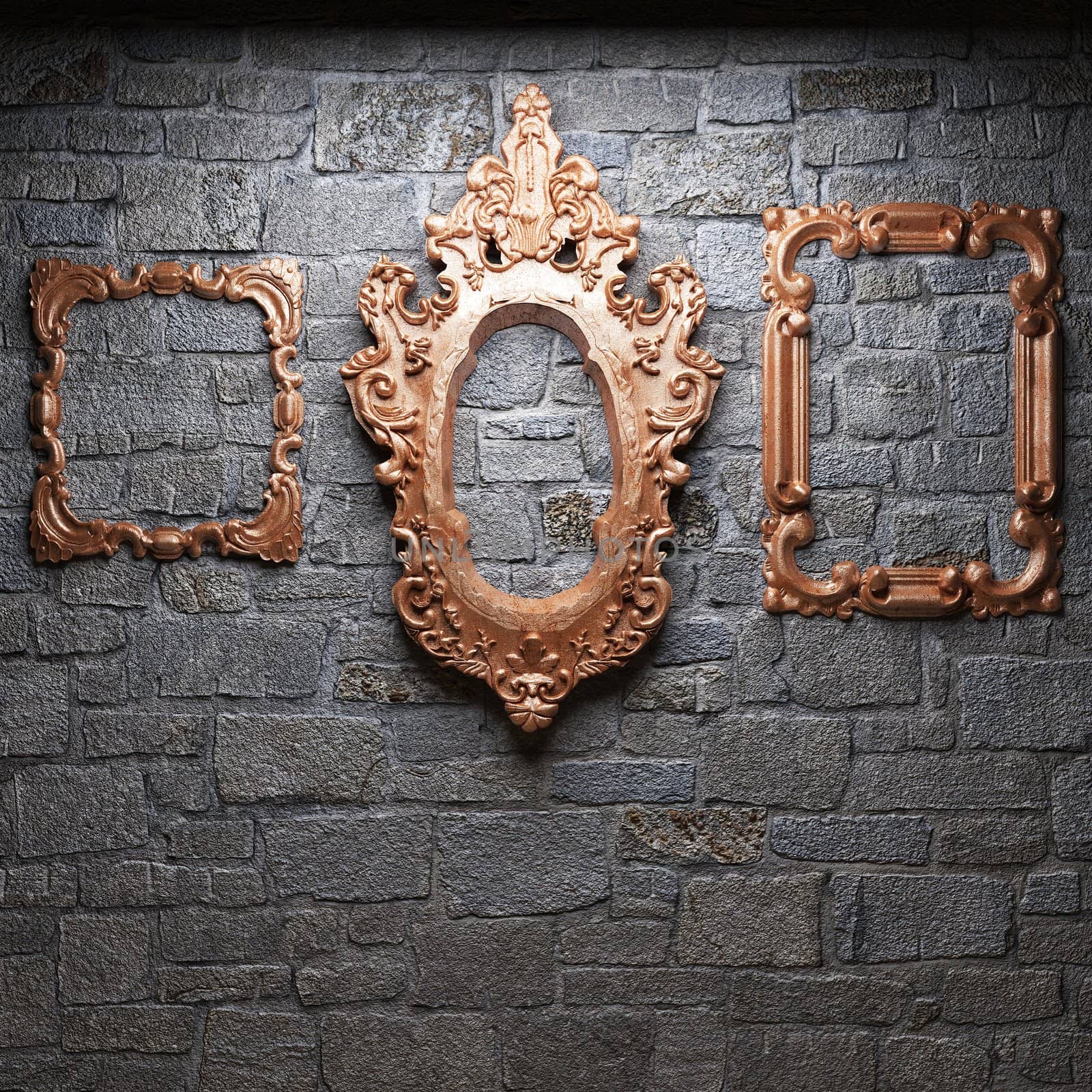 illuminated stone wall and frame made in 3D