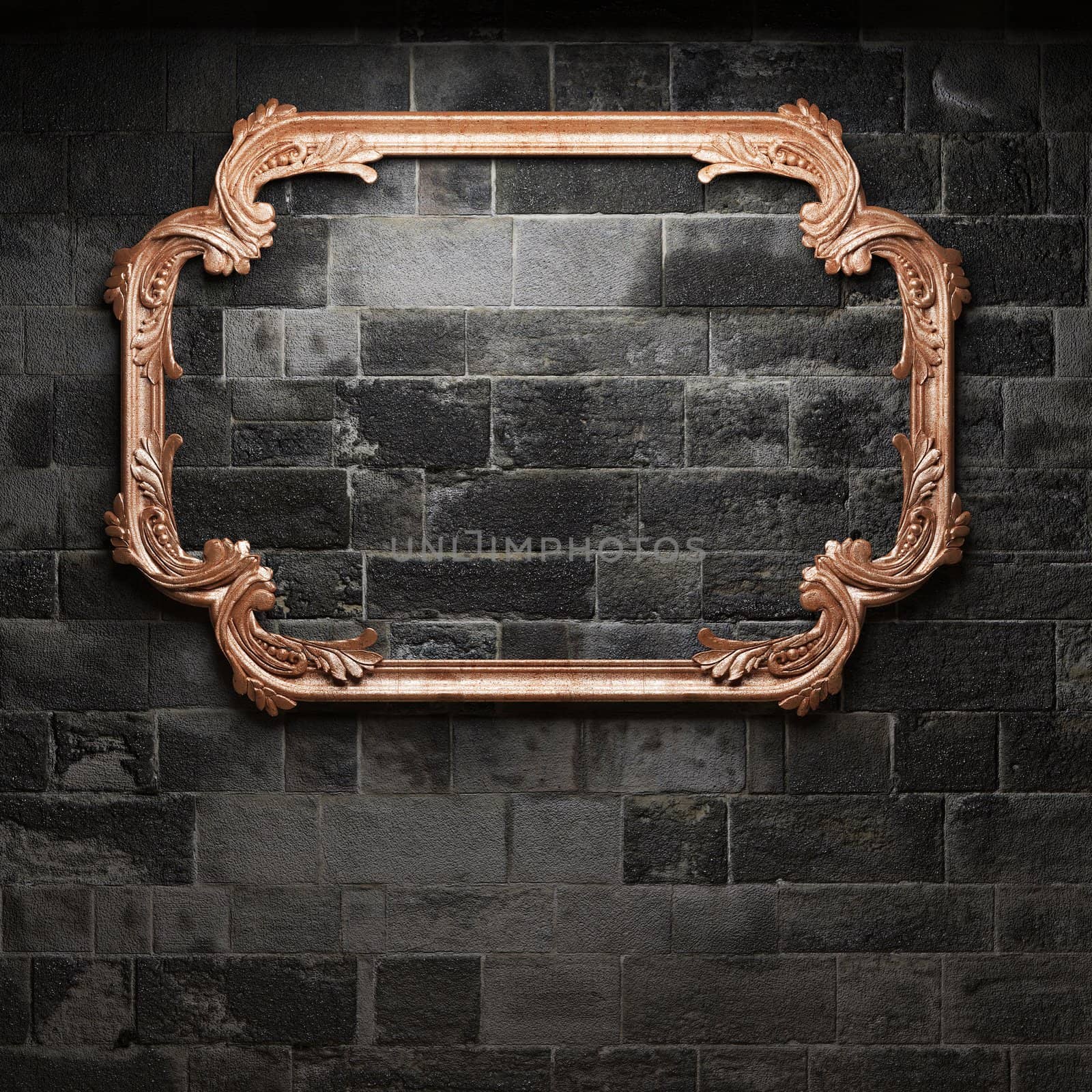 illuminated stone wall and frame by icetray