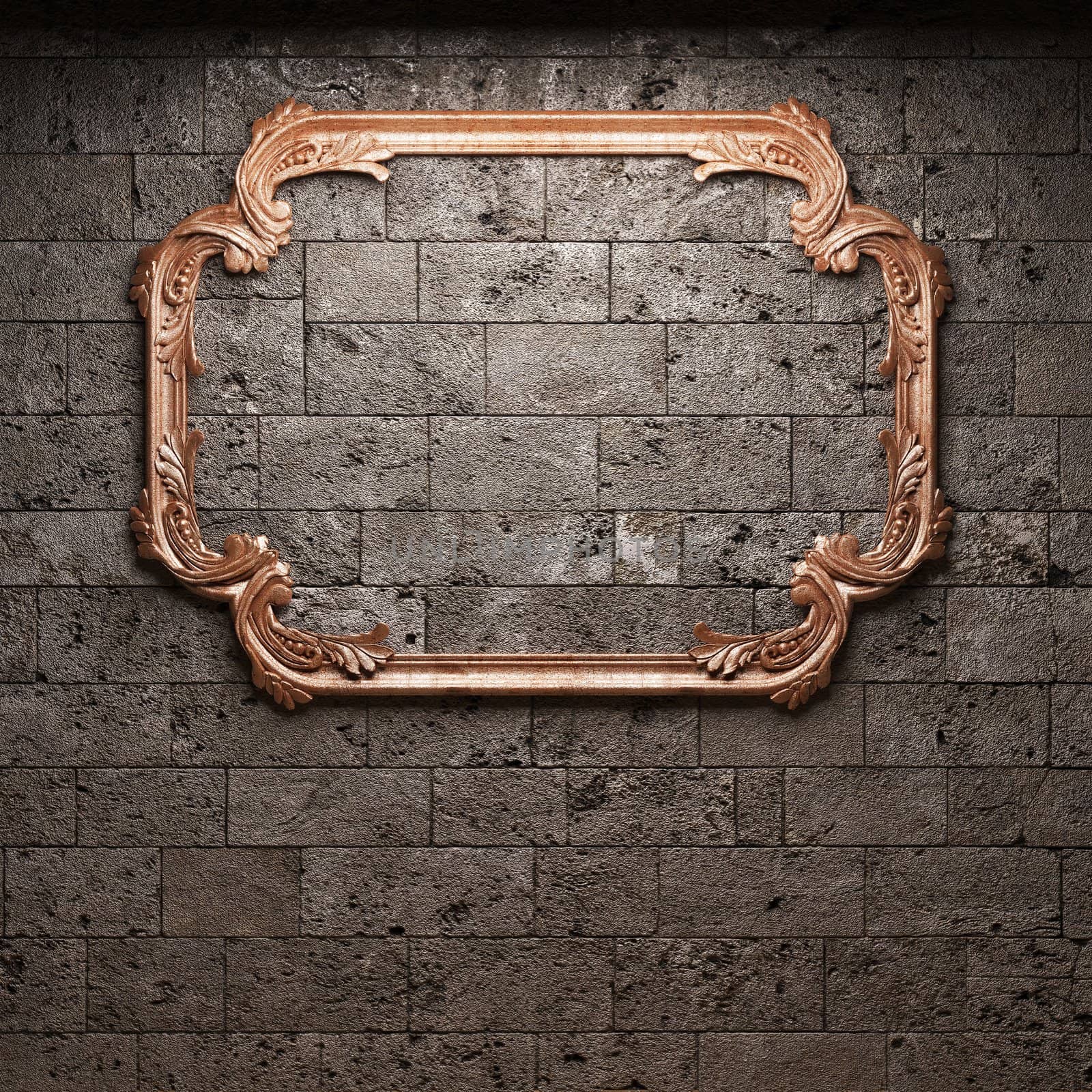 illuminated stone wall and frame by icetray