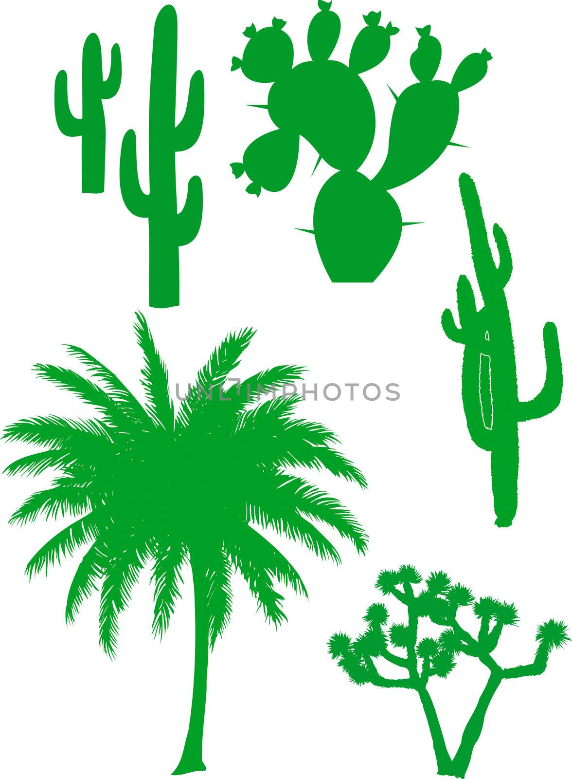 Abstract vector illustrations of trees and plants