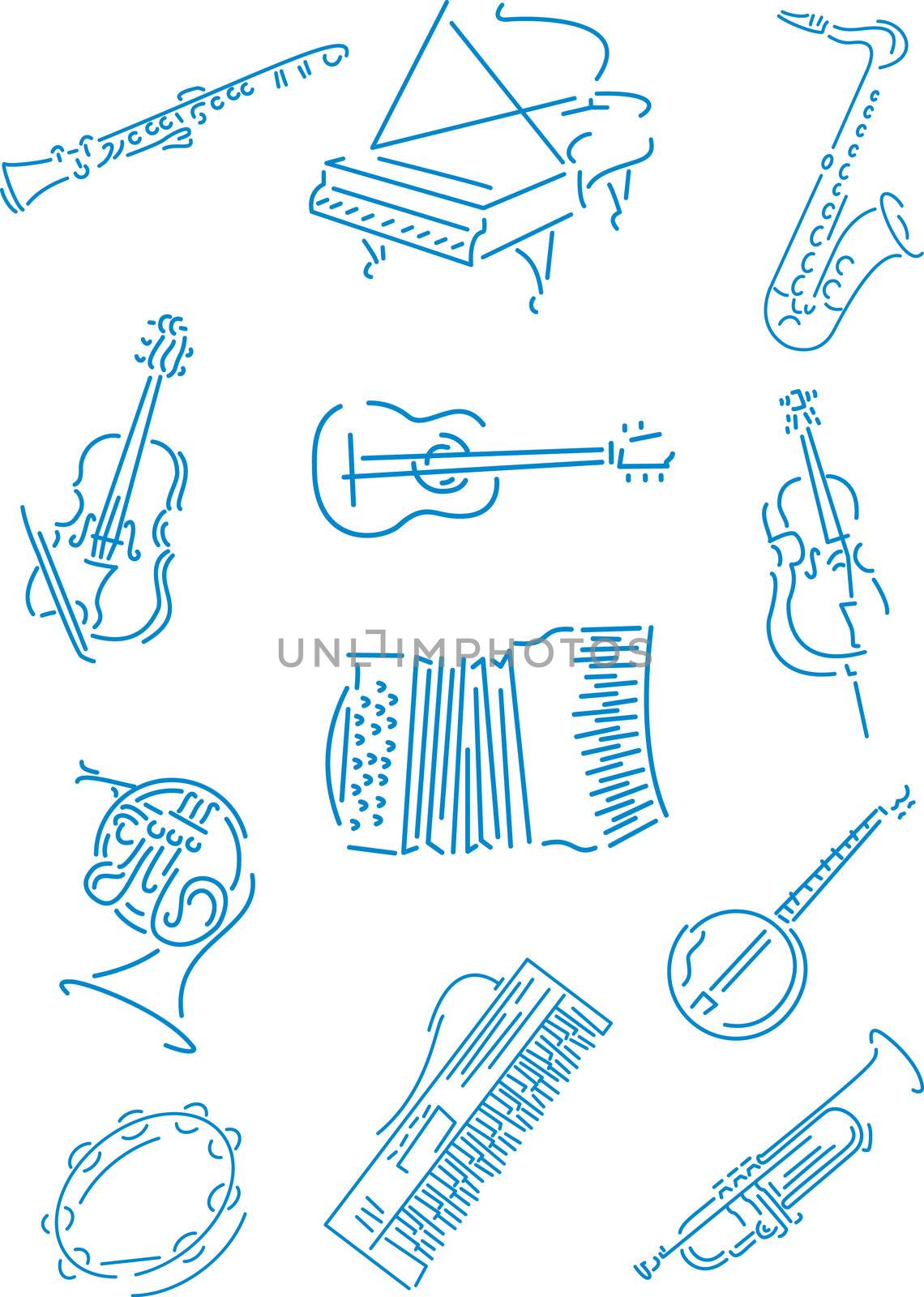 Abstract vector illustration of music instruments