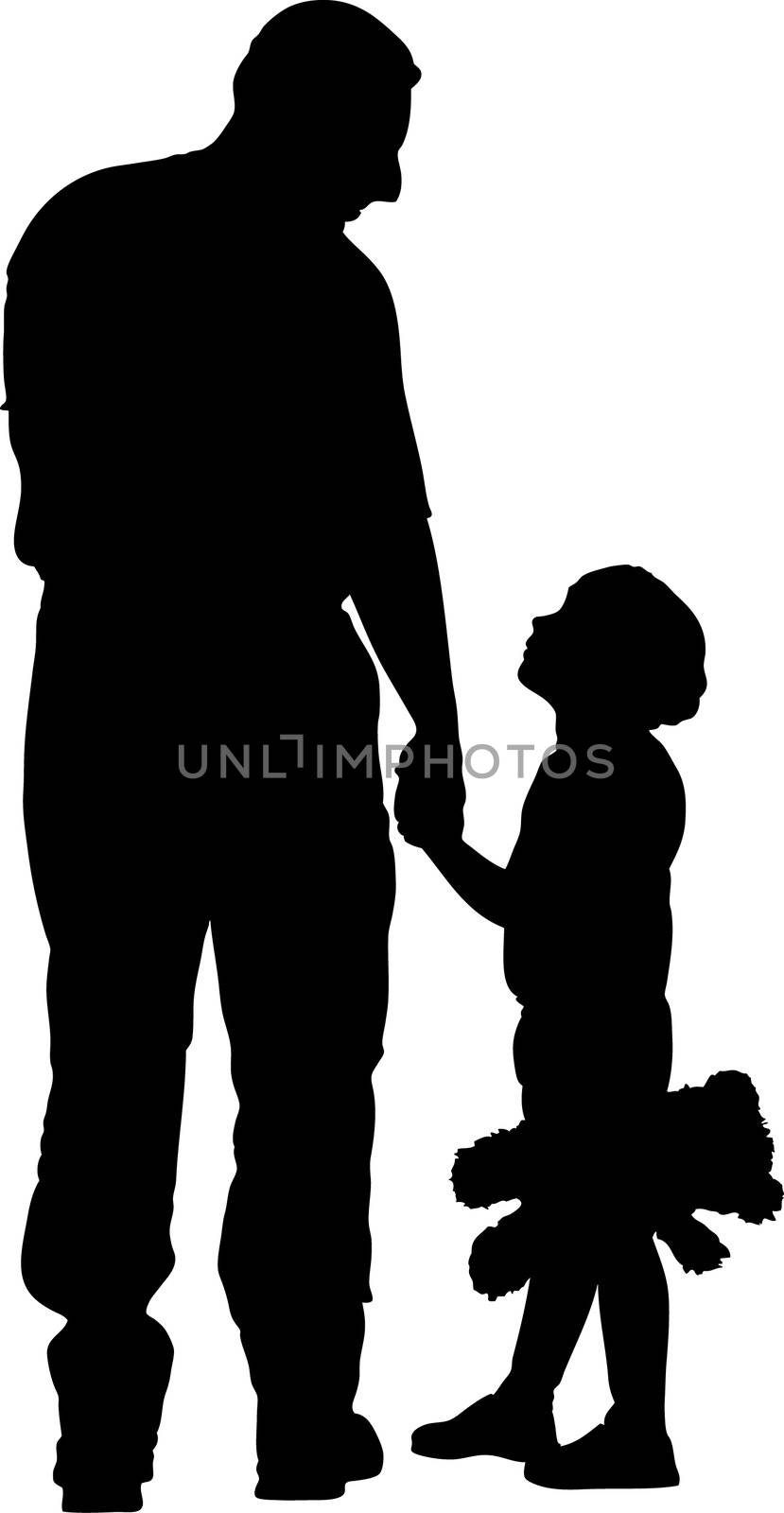 Vector illustration of daddy and child