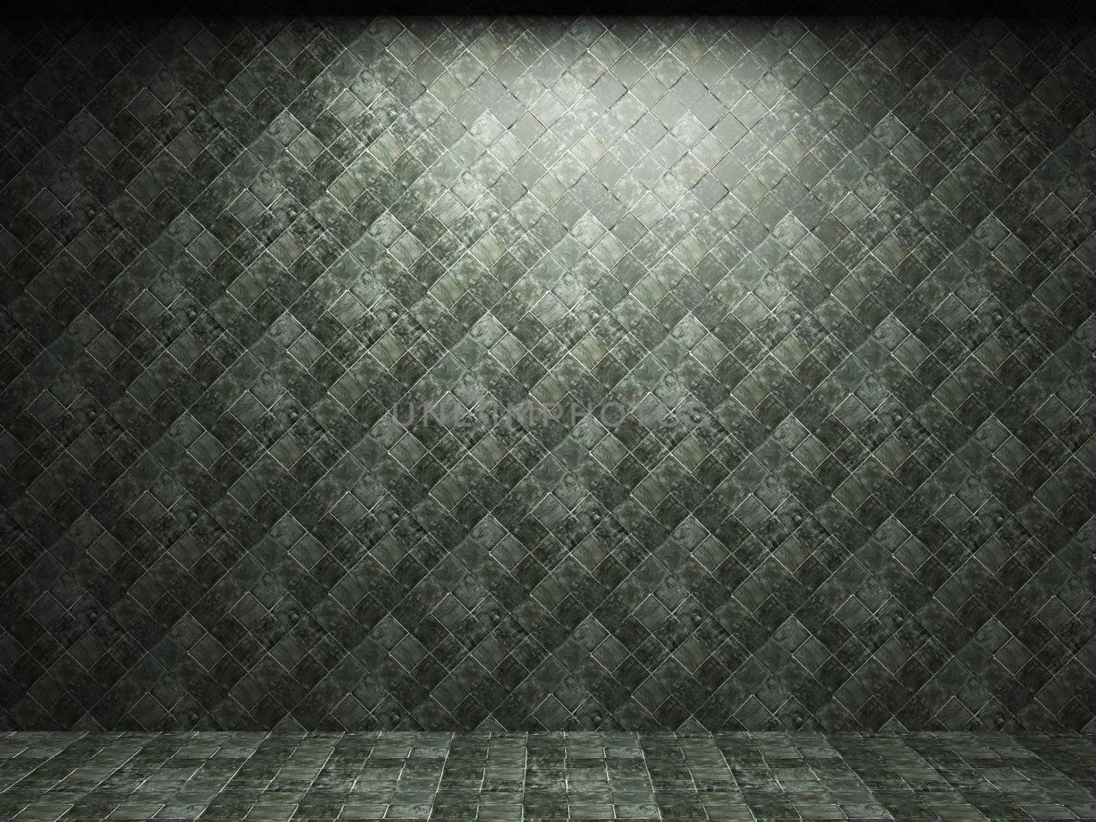 illuminated tile wall made in 3D graphics