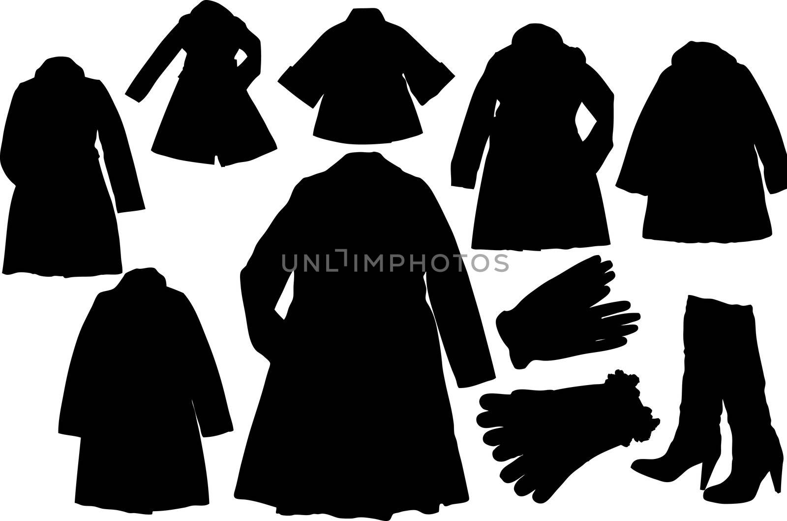 Illustration set of fashion  silhuettes