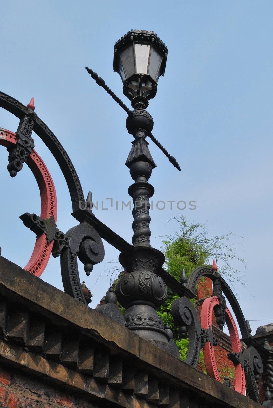 Lamp constructed of wrought iron