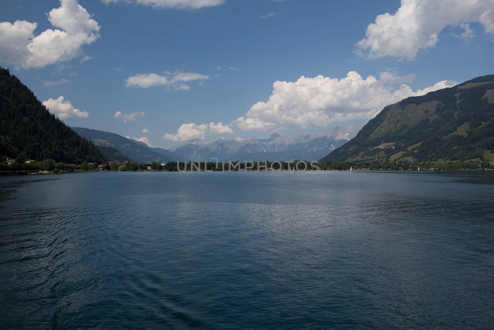 Image taken from the lake in Zell Am See. A beautiful landscape in the Alps in Austria