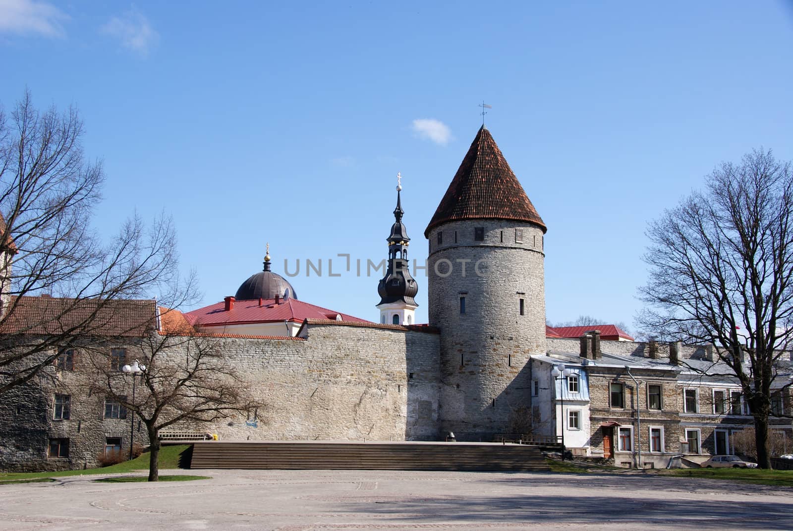 Tallinn, towers and walls of old city   