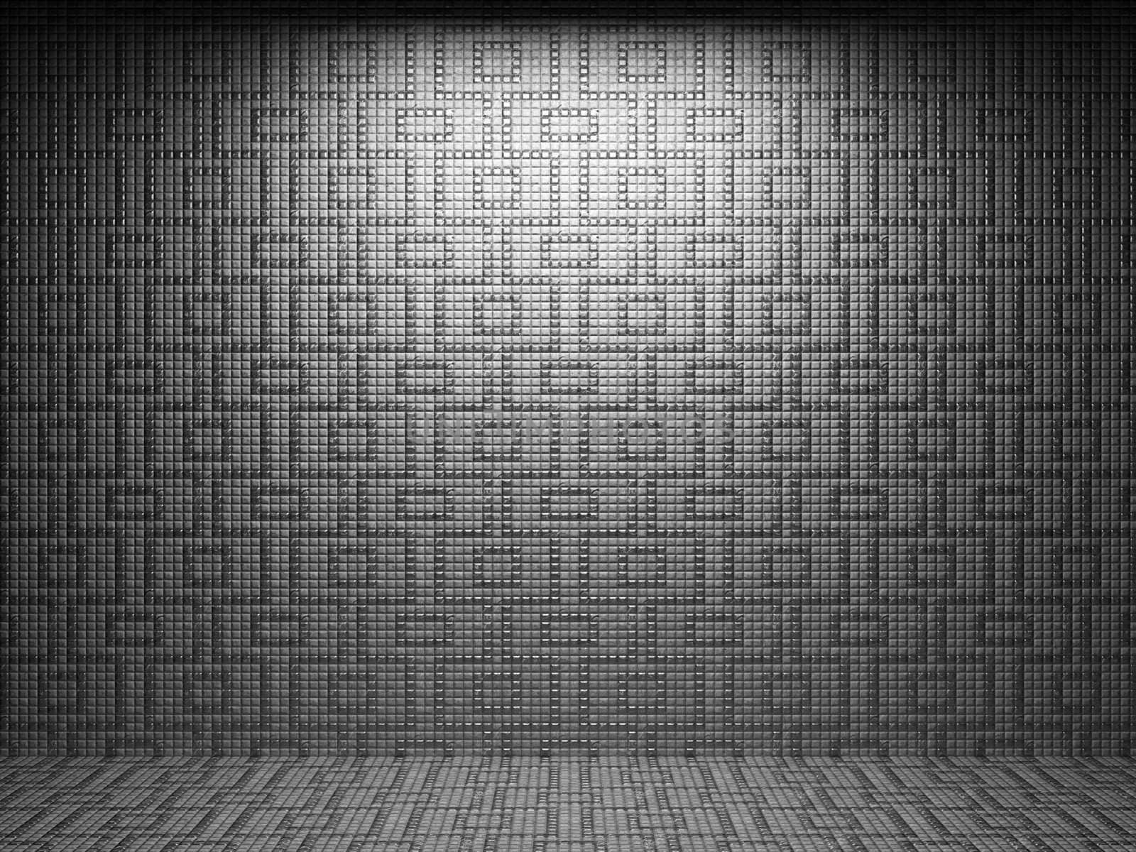 illuminated tile wall made in 3D graphics