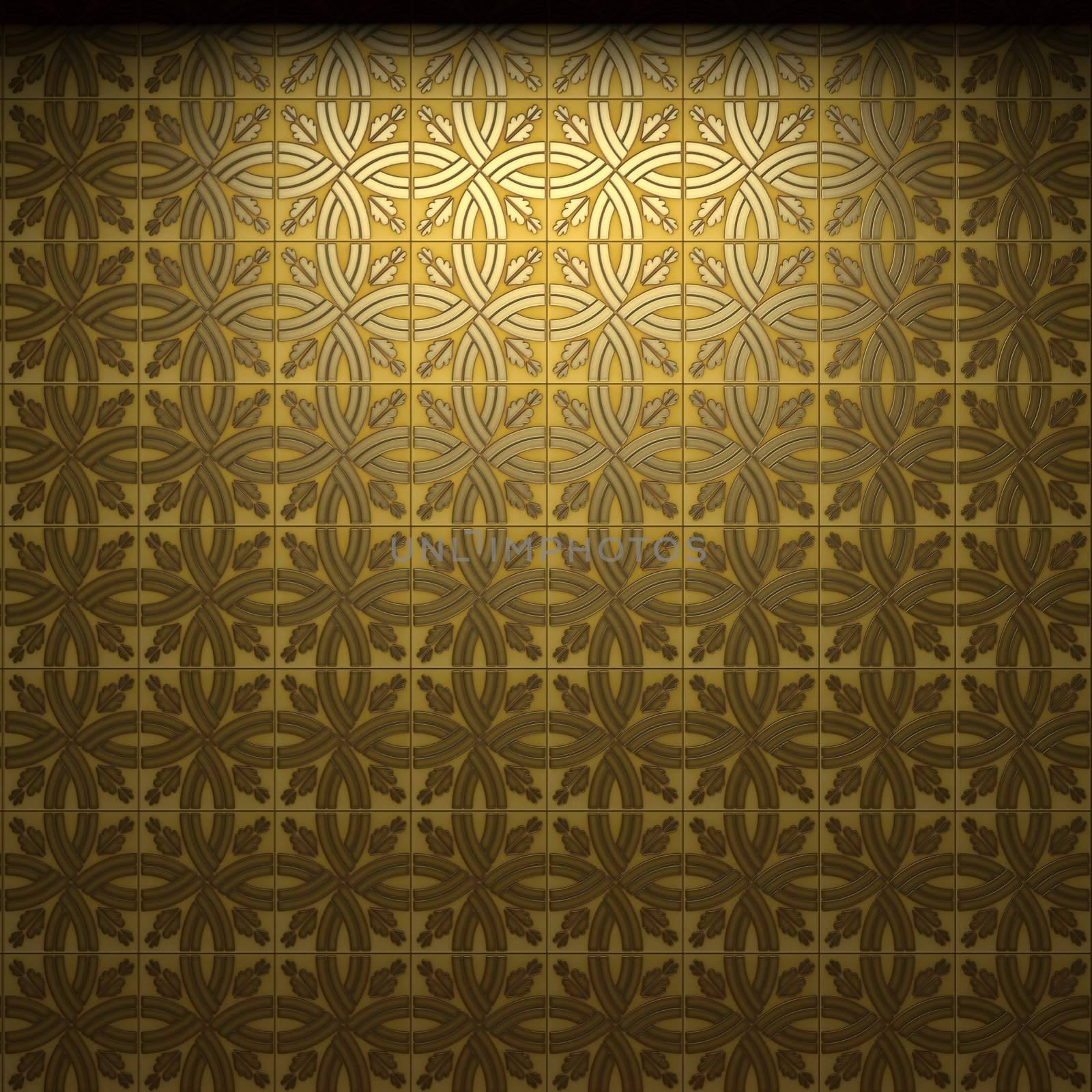 illuminated tile wall made in 3D graphics