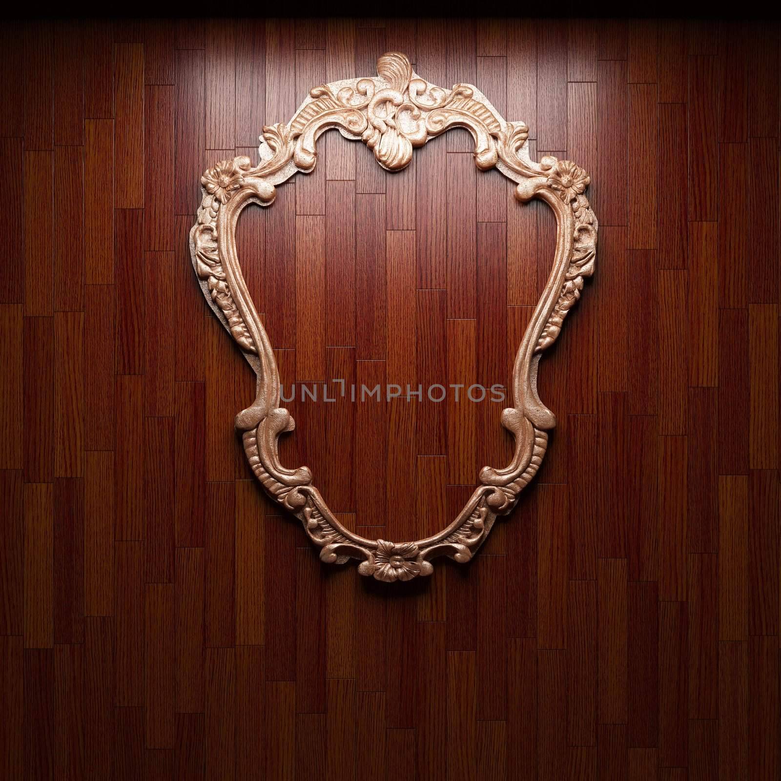 illuminated wooden wall and frame by icetray