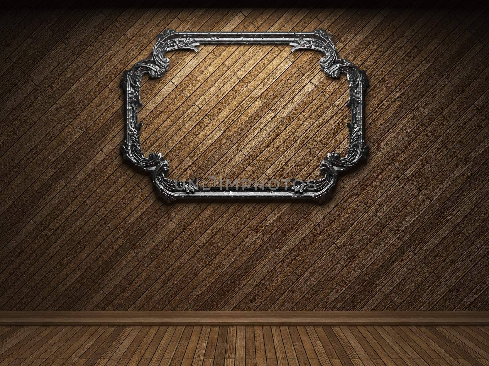 illuminated wooden wall and frame made in 3D