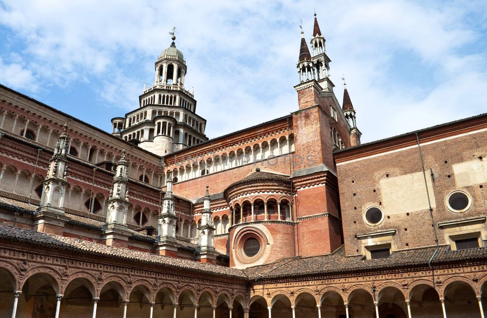 Italian Monastery Certosa di Pavia exterior church panorama