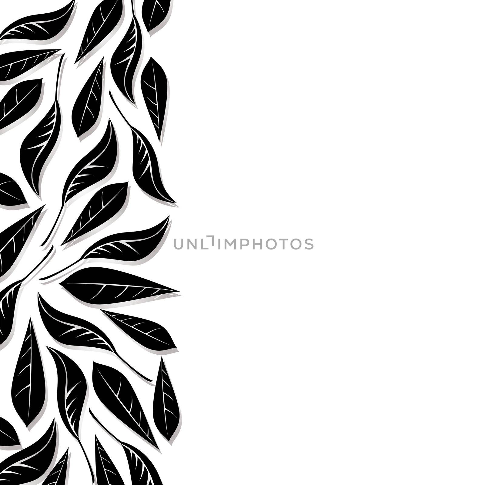 Abstract leaf designed border with copy space and shadow