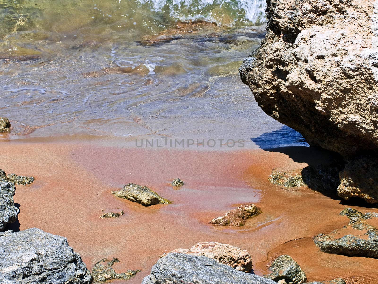 Detail of the waters edge on a tropical beach reef