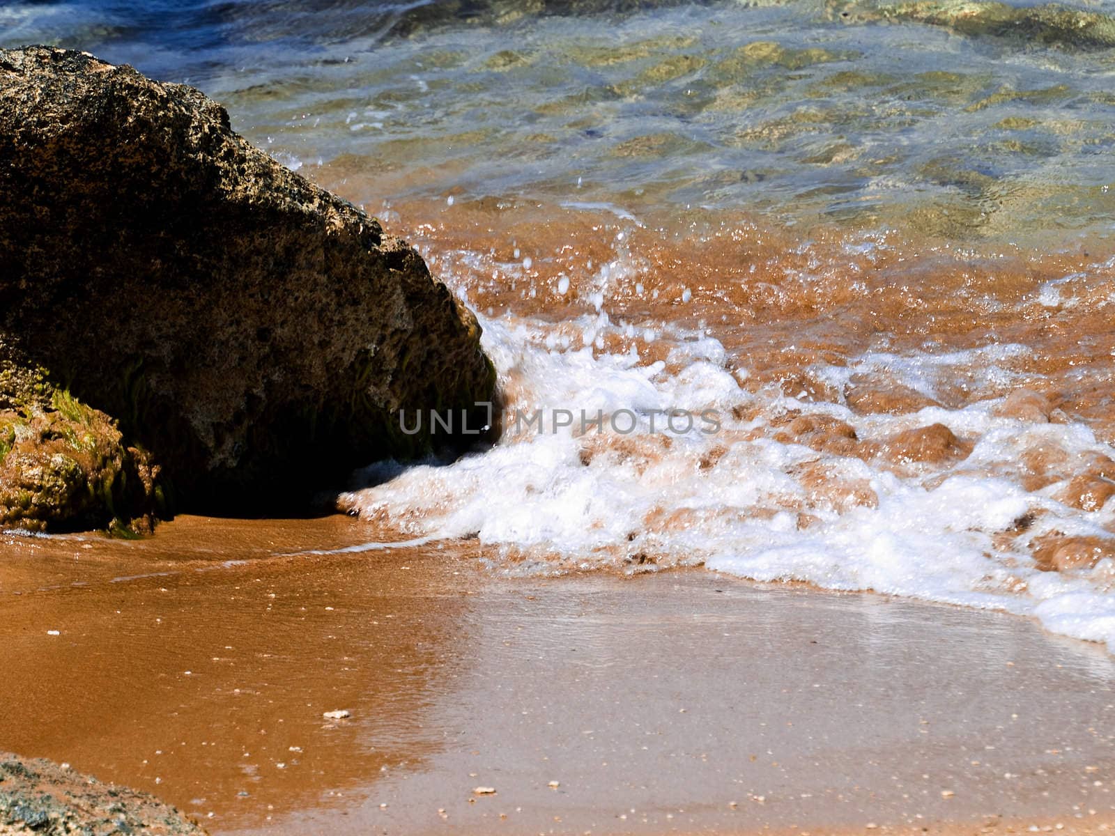 Detail of the waters edge on a tropical beach reef