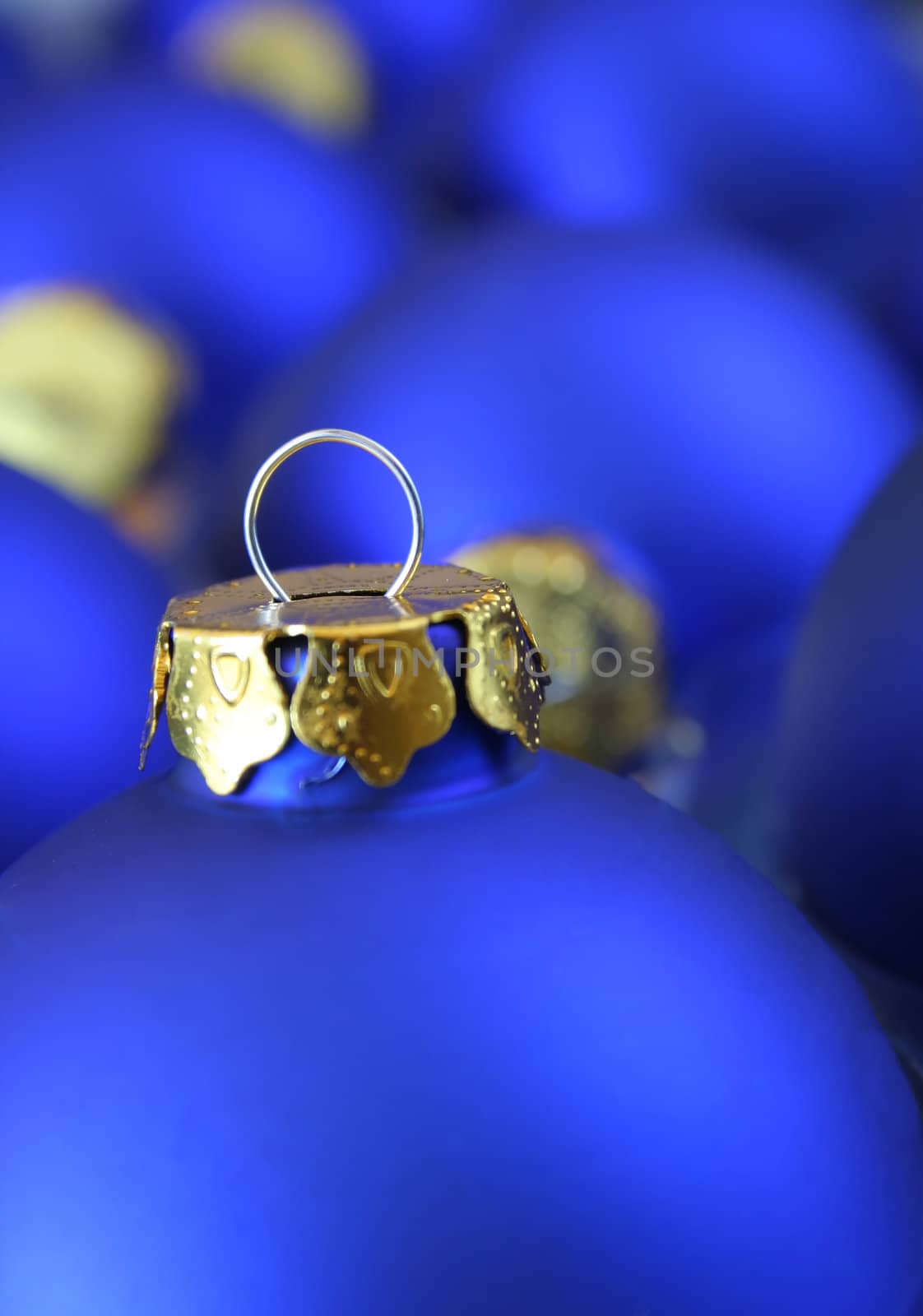 Macro of blue Christmas ornament

