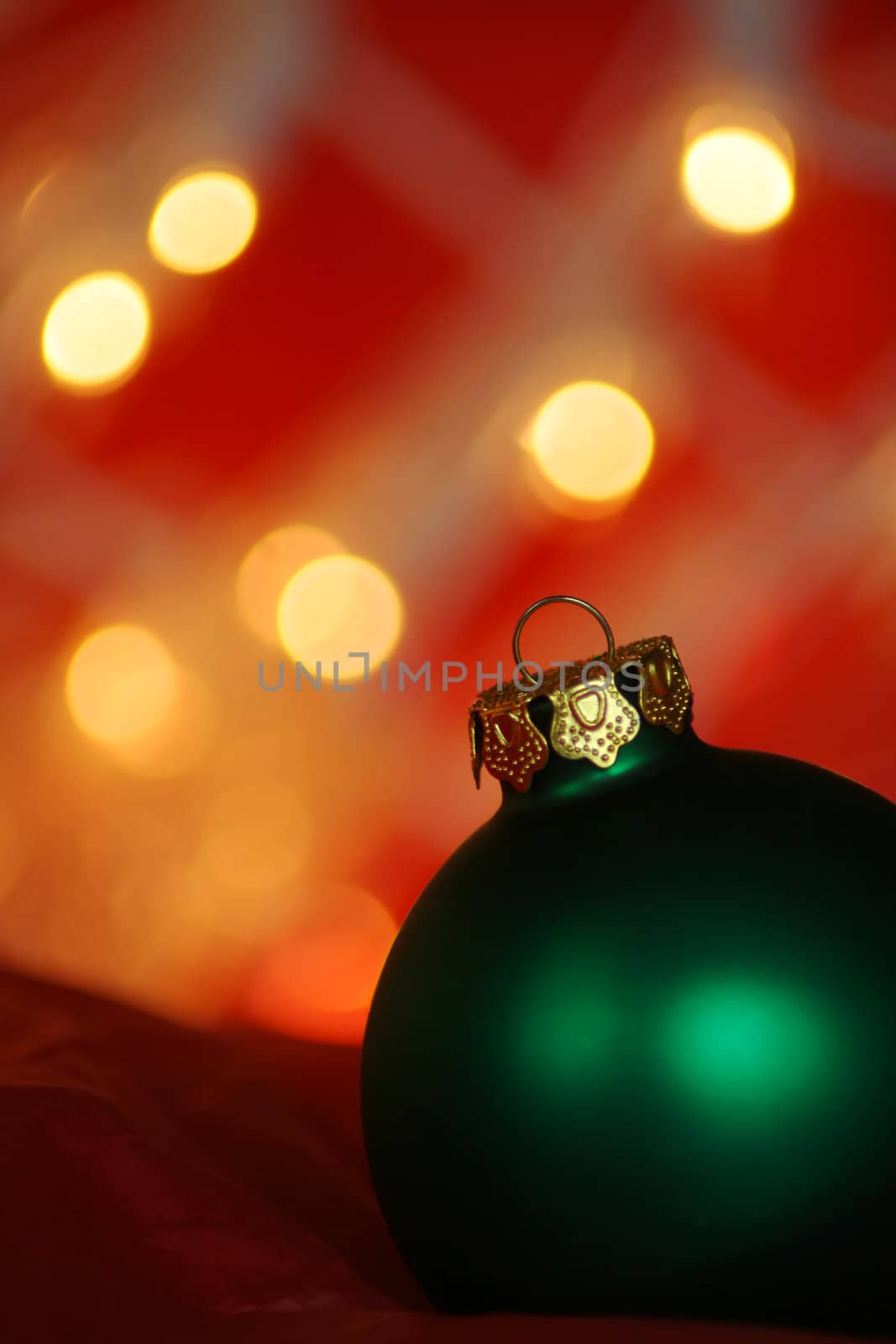 green christmas ornament with copy space.

