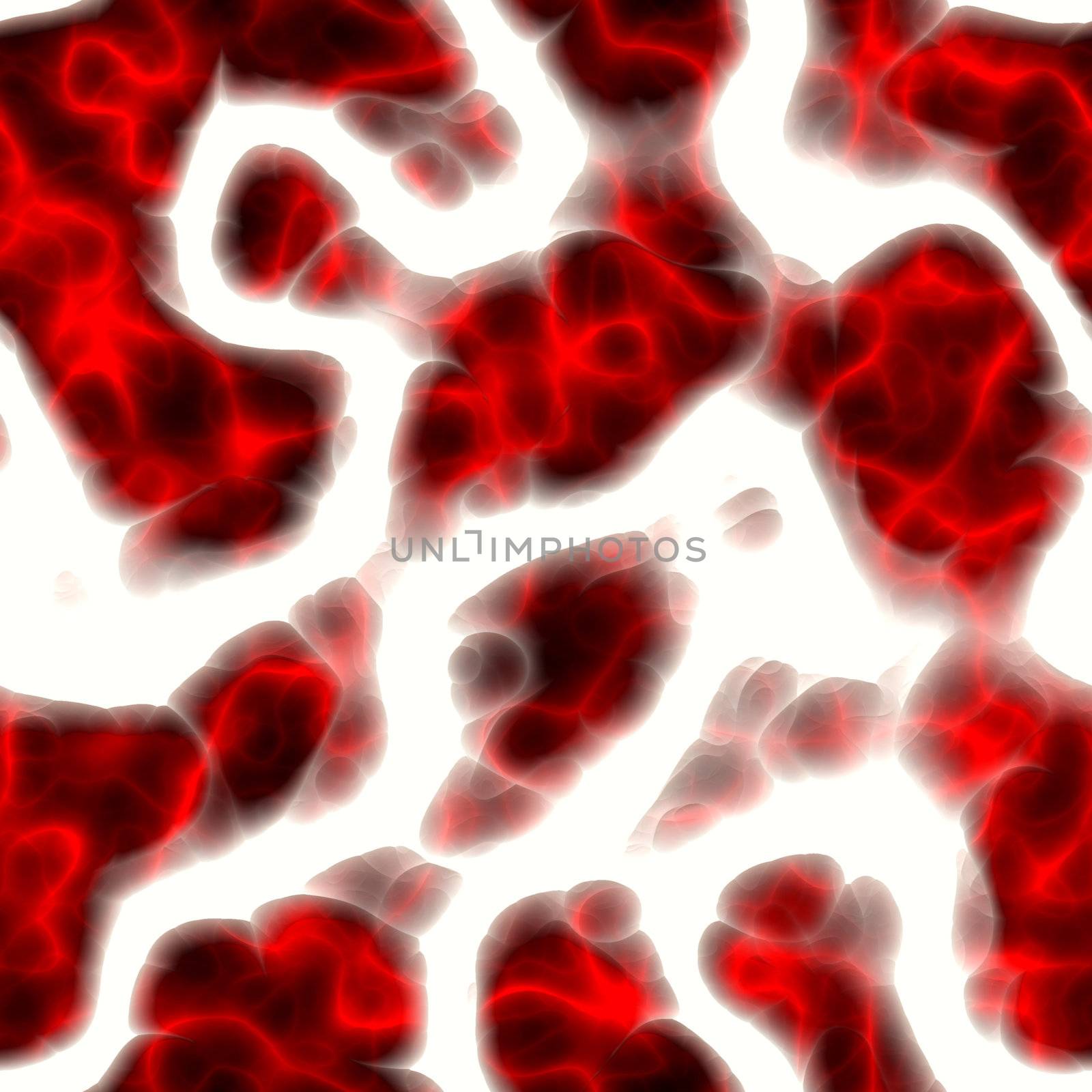A 3d render of some blood cells or plasma, isolated over white.