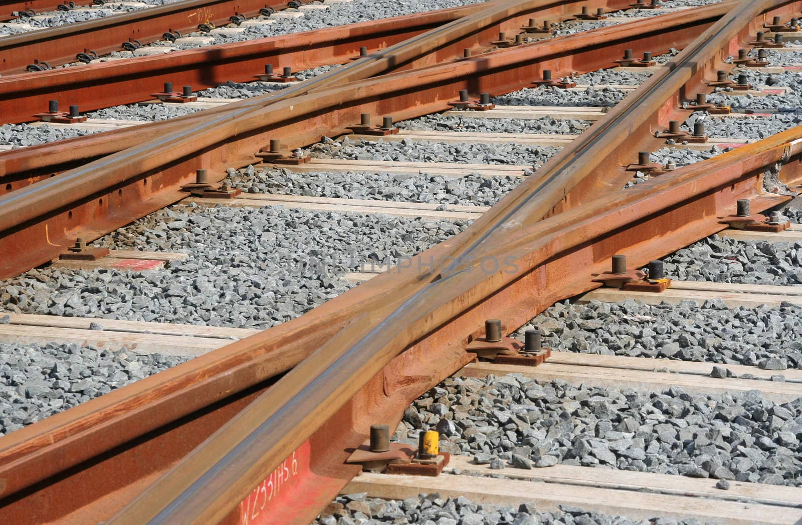 Railroad tracks with gravel