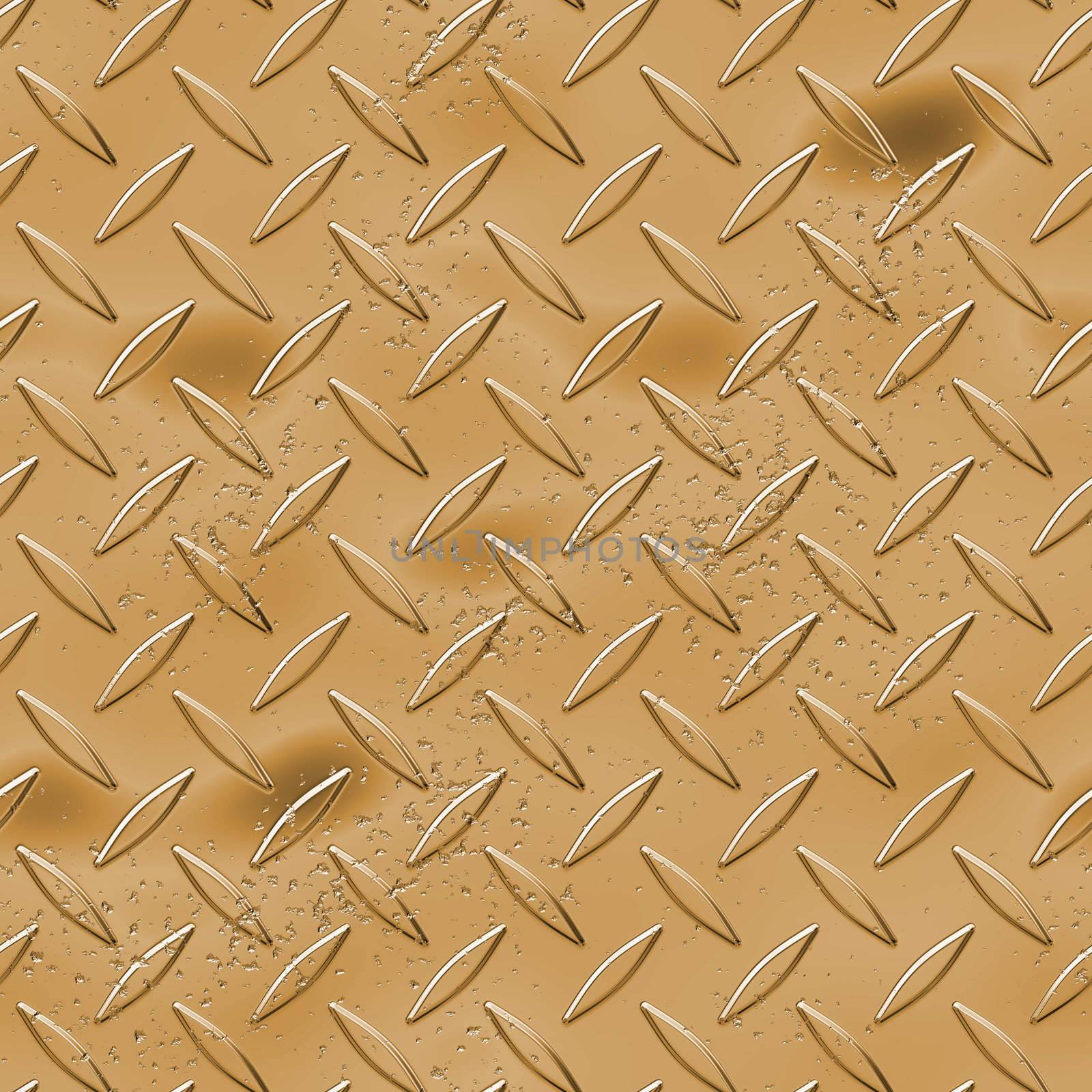 A gold/bronze/copper toned diamond plate texture - a great metal background for an industrial or contruction type look.  Fully tileable - this tiles seamlessly as a pattern.