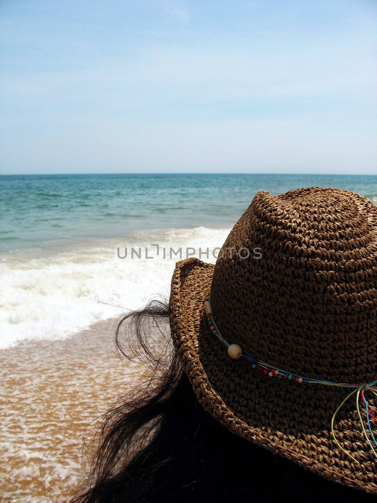 Staring out into the horizon on a nice day at the beach - Assateague Island, located near Ocean City, Maryland.  This is the island where wild horses are native and roam free.